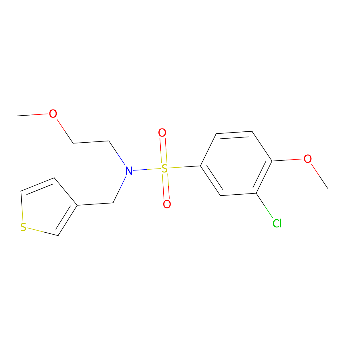 3-chloro-4-methoxy-N-(2-methoxyethyl)-N-(thiophen-3-ylmethyl)benzenesulfonamide molecular structure, CAS 1219911-76-8
