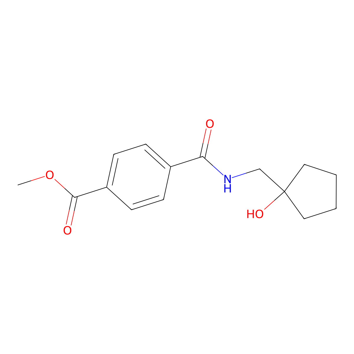 Methyl 4-{[(1-hydroxycyclopentyl)methyl]carbamoyl}benzoate molecular structure, CAS 1219911-78-0