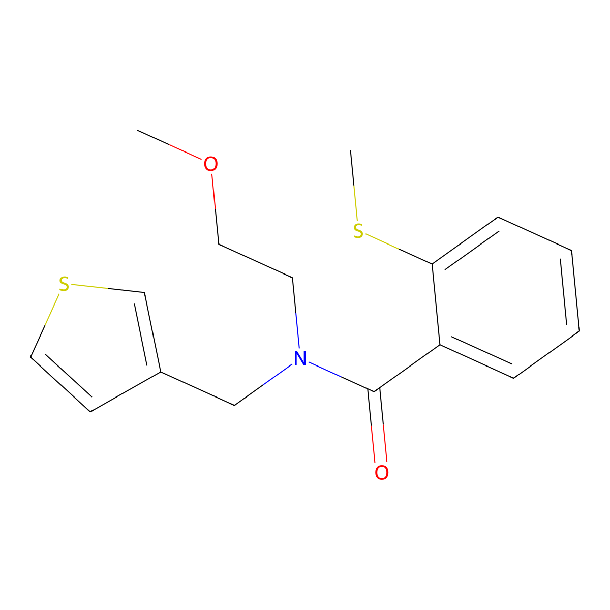 N-(2-methoxyethyl)-2-(methylthio)-N-(thiophen-3-ylmethyl)benzamide molecular structure, CAS 1219911-79-1