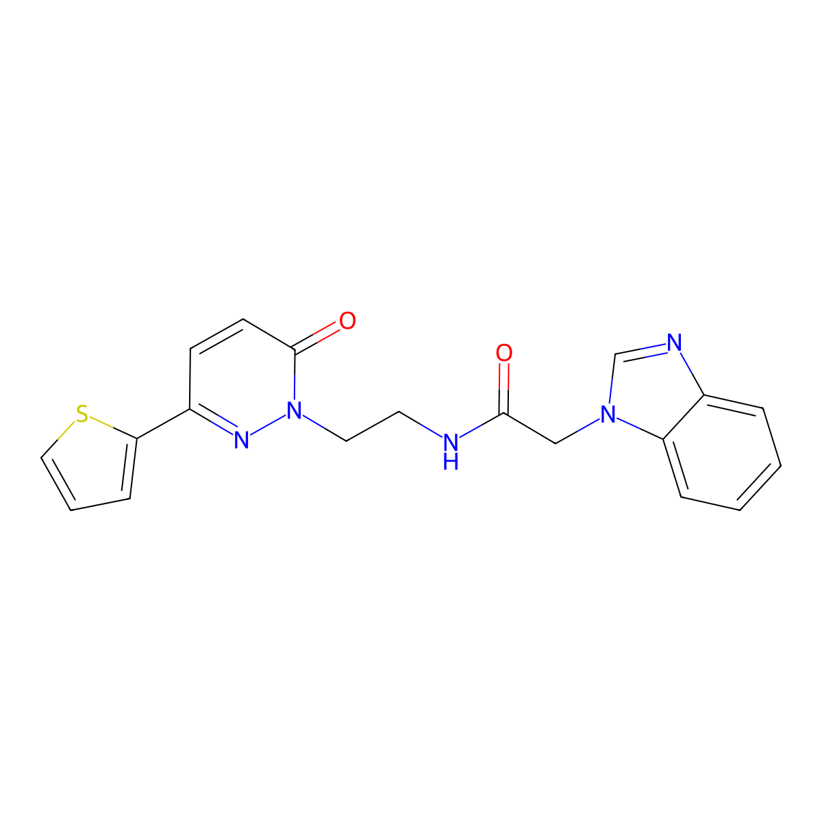 2-(1H-benzo[d]imidazol-1-yl)-N-(2-(6-oxo-3-(thiophen-2-yl)pyridazin-1(6H)-yl)ethyl)acetamide molecular structure, CAS 1219911-81-5