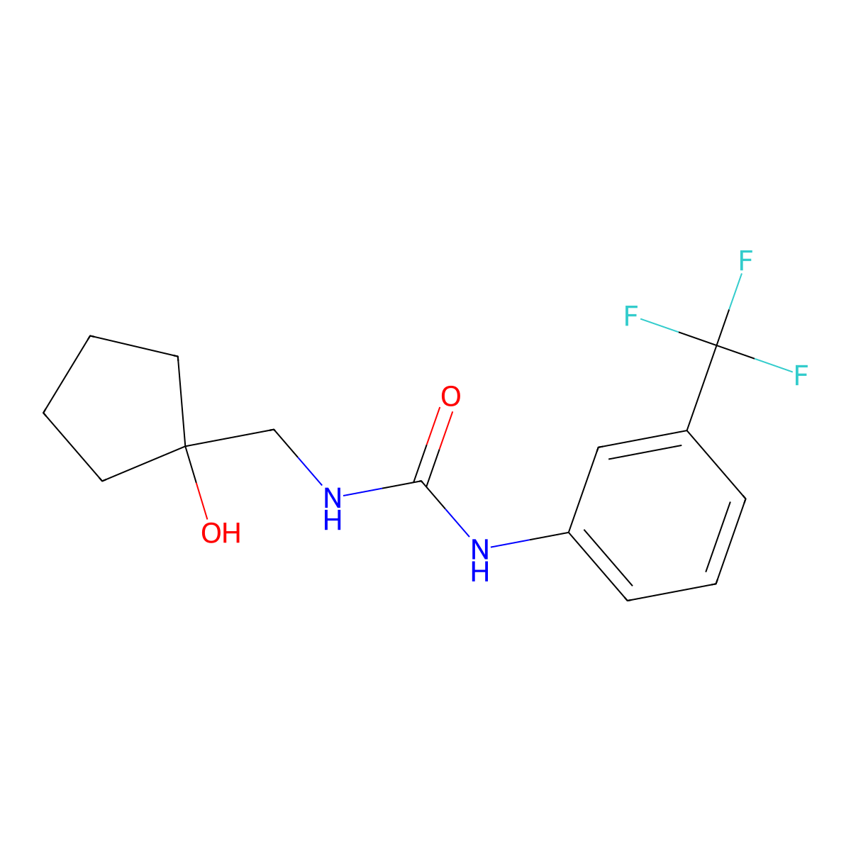 1-((1-Hydroxycyclopentyl)methyl)-3-(3-(trifluoromethyl)phenyl)urea molecular structure, CAS 1219911-89-3