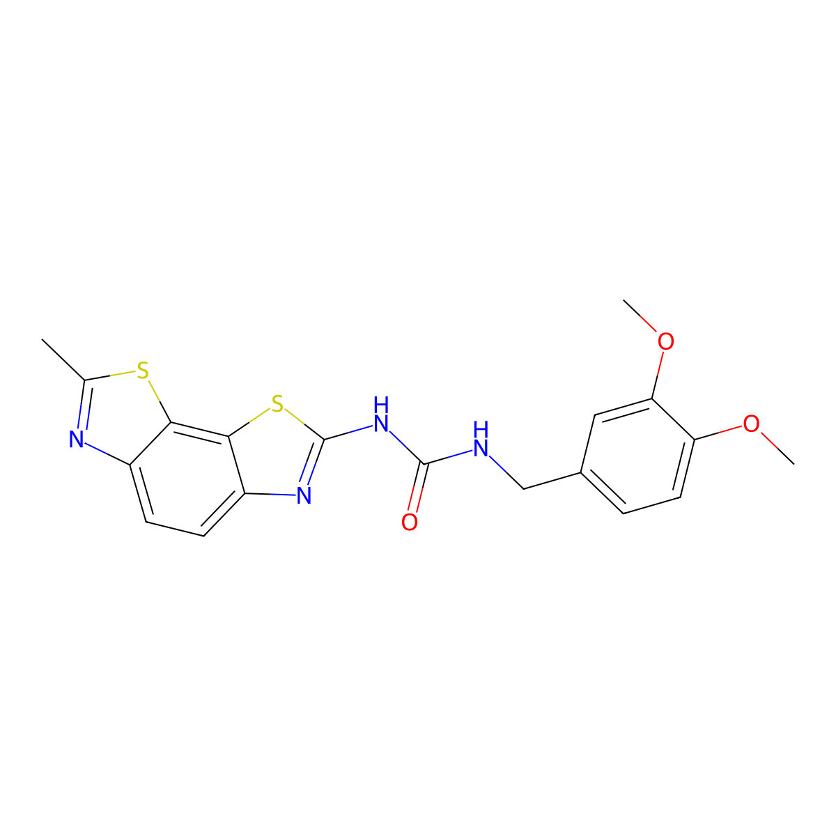 1-[(3,4-Dimethoxyphenyl)methyl]-3-{11-methyl-3,12-dithia-5,10-diazatricyclo[7.3.0.0^{2,6}]dodeca-1(9),2(6),4,7,10-pentaen-4-yl}urea molecular structure, CAS 1219911-90-6