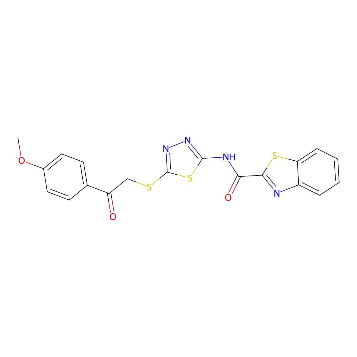 N-(5-((2-(4-methoxyphenyl)-2-oxoethyl)thio)-1,3,4-thiadiazol-2-yl)benzo[d]thiazole-2-carboxamide molecular structure, CAS 1219911-91-7