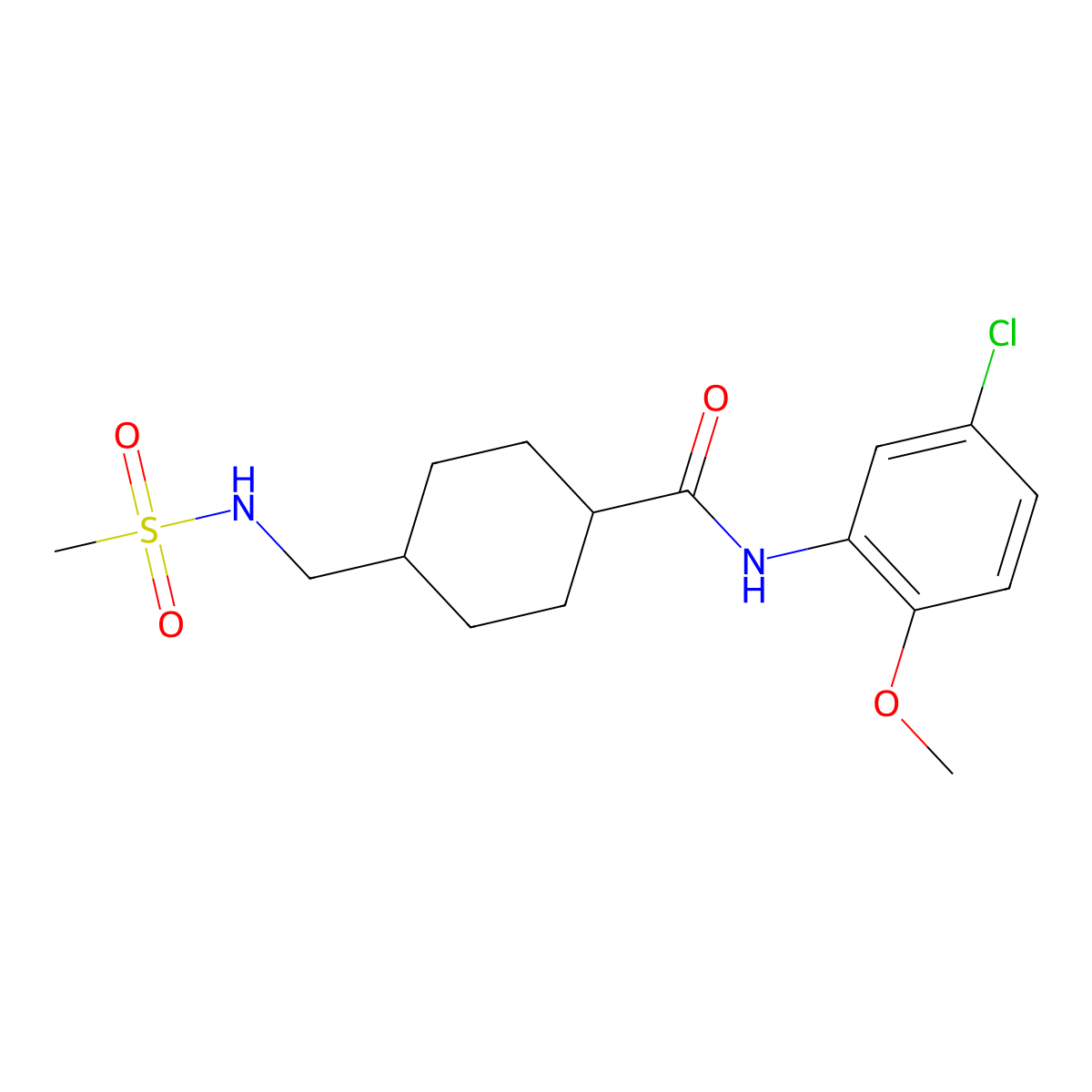 N-(5-chloro-2-methoxyphenyl)-4-(methanesulfonamidomethyl)cyclohexane-1-carboxamide molecular structure, CAS 1219911-93-9