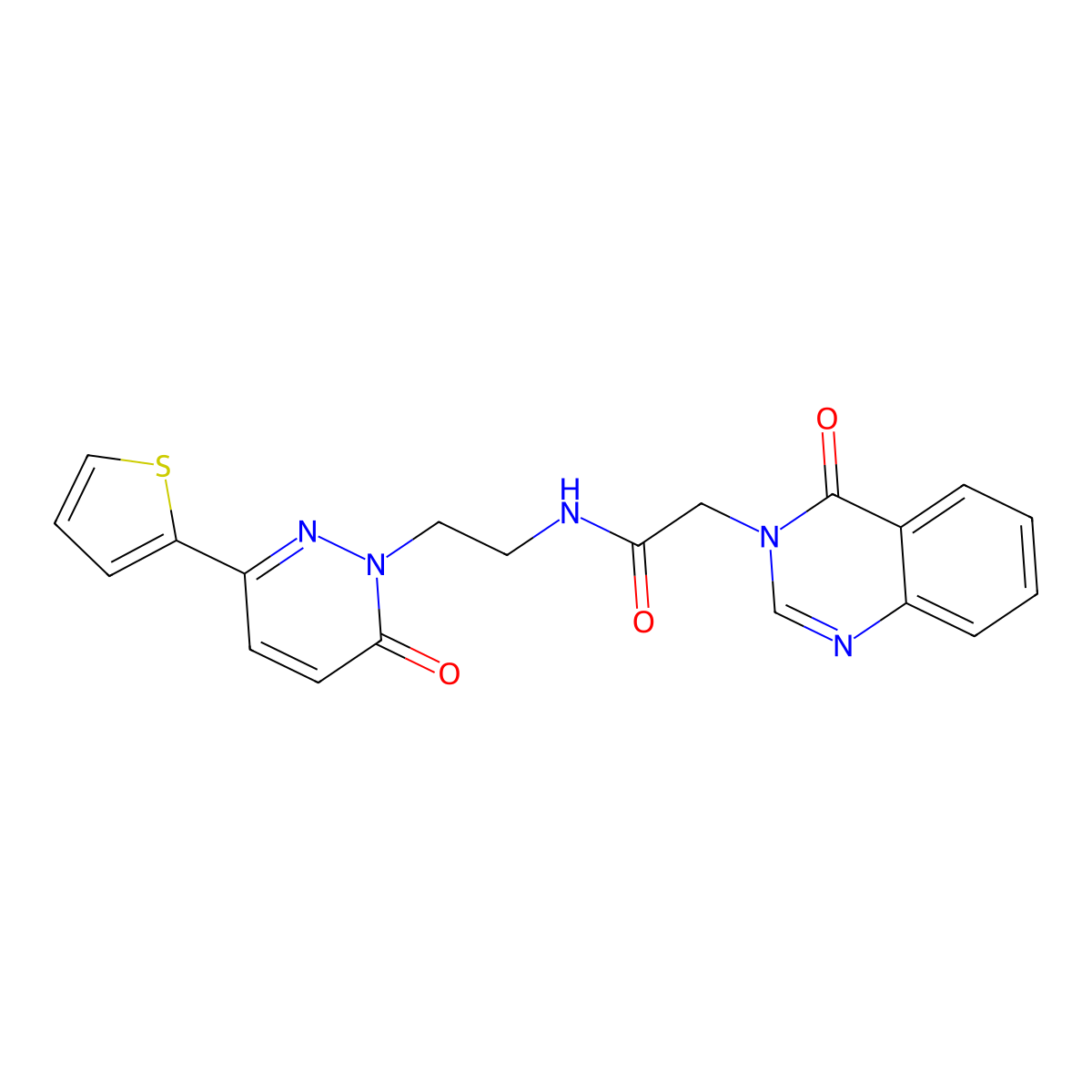 N-(2-(6-oxo-3-(thiophen-2-yl)pyridazin-1(6H)-yl)ethyl)-2-(4-oxoquinazolin-3(4H)-yl)acetamide molecular structure, CAS 1219911-94-0