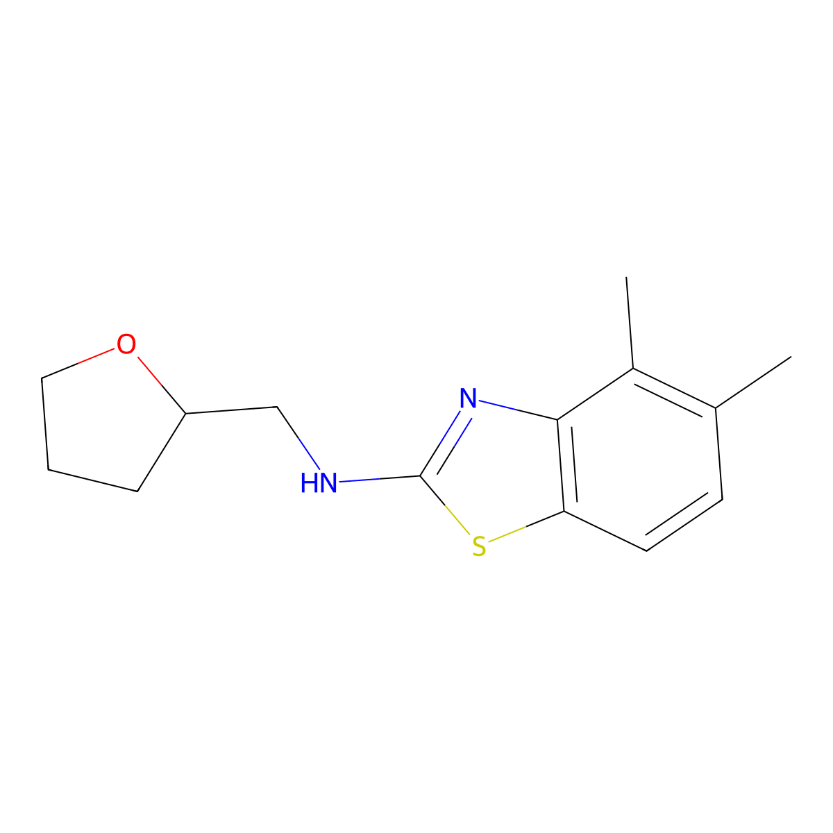 4,5-dimethyl-N-((tetrahydrofuran-2-yl)methyl)benzo[d]thiazol-2-amine molecular structure, CAS 1219911-96-2