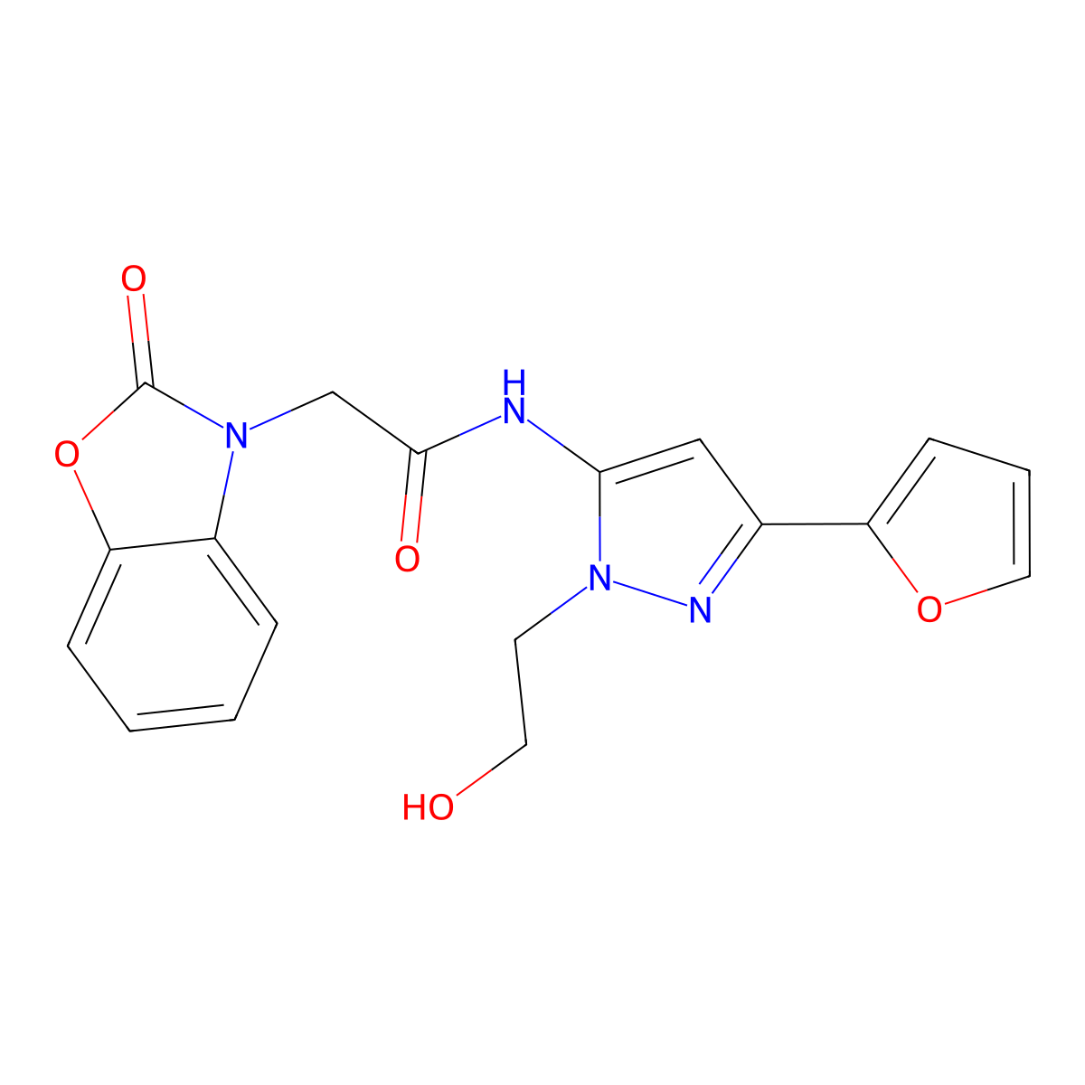 N-(3-(furan-2-yl)-1-(2-hydroxyethyl)-1H-pyrazol-5-yl)-2-(2-oxobenzo[d]oxazol-3(2H)-yl)acetamide molecular structure, CAS 1219912-01-2