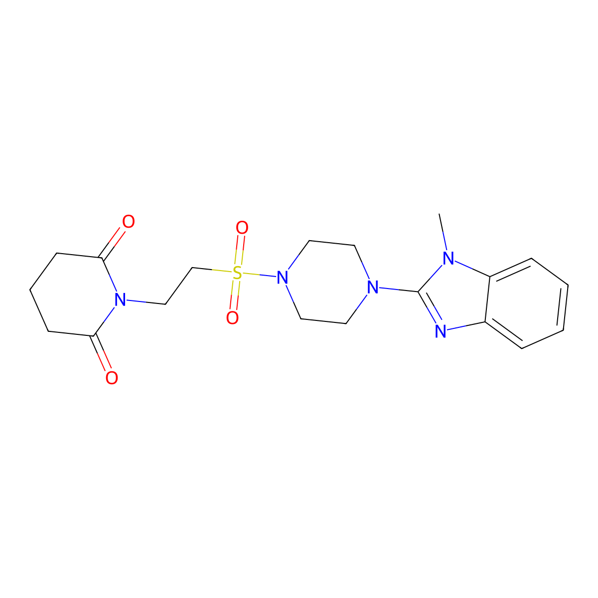 1-(2-((4-(1-methyl-1H-benzo[d]imidazol-2-yl)piperazin-1-yl)sulfonyl)ethyl)piperidine-2,6-dione molecular structure, CAS 1219912-02-3