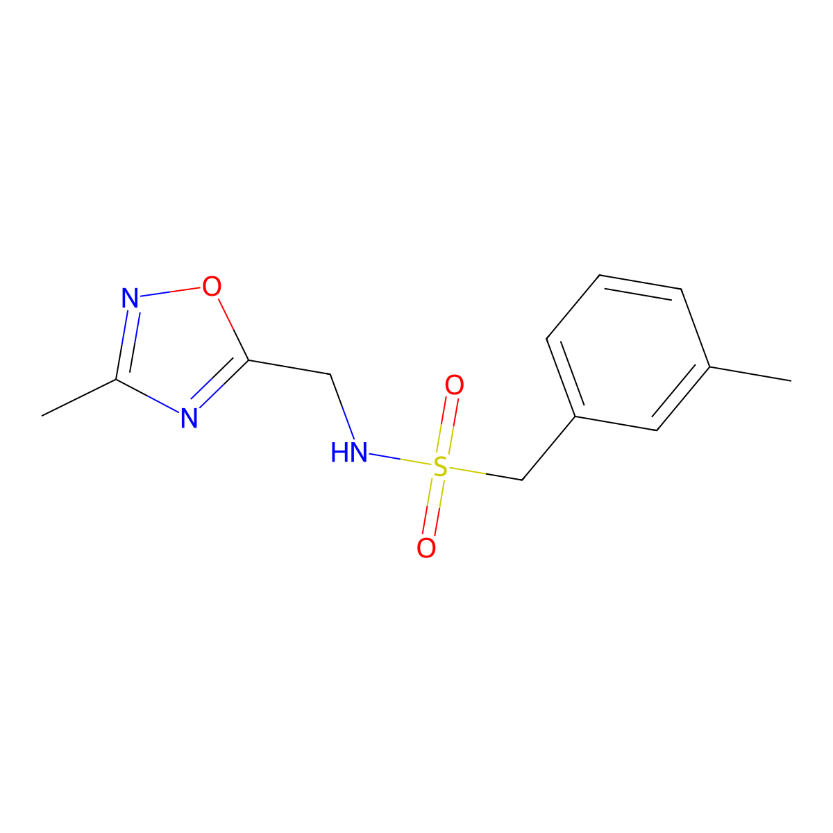 N-((3-methyl-1,2,4-oxadiazol-5-yl)methyl)-1-(m-tolyl)methanesulfonamide molecular structure, CAS 1219912-07-8