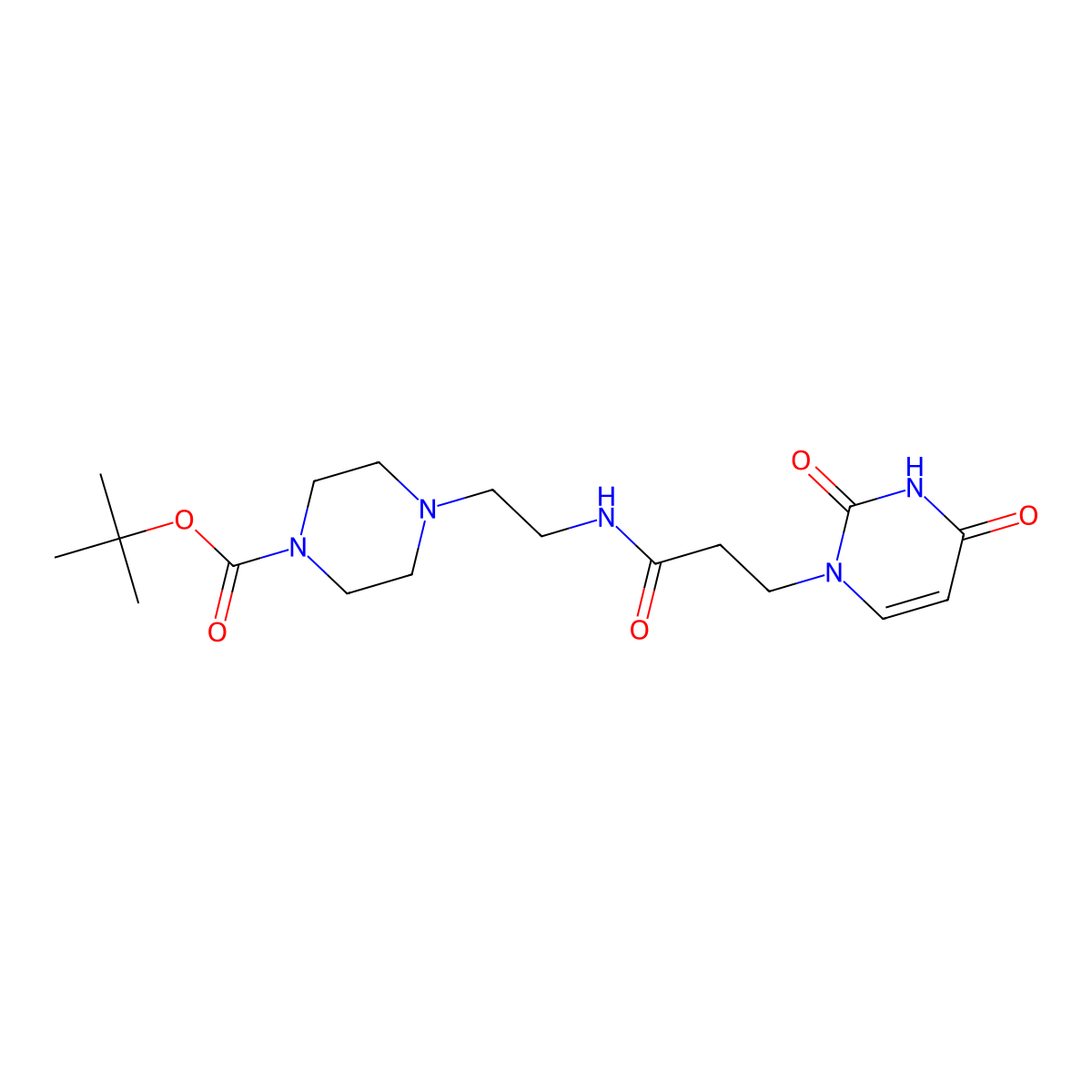 tert-butyl 4-(2-(3-(2,4-dioxo-3,4-dihydropyrimidin-1(2H)-yl)propanamido)ethyl)piperazine-1-carboxylate molecular structure, CAS 1219912-16-9