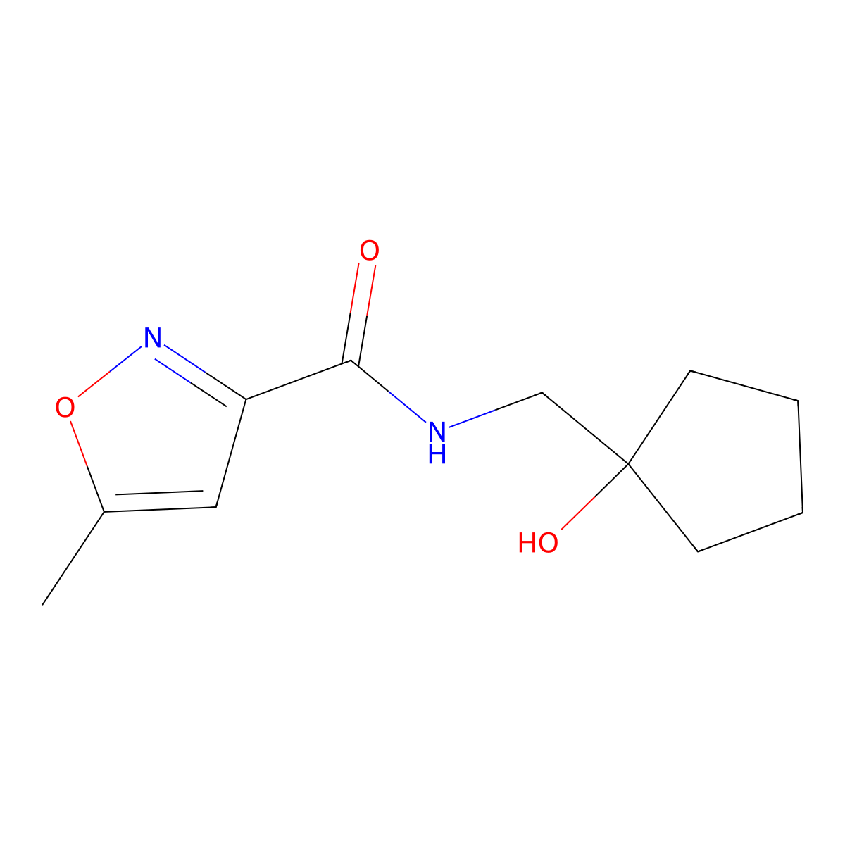 N-((1-hydroxycyclopentyl)methyl)-5-methylisoxazole-3-carboxamide molecular structure, CAS 1219912-18-1