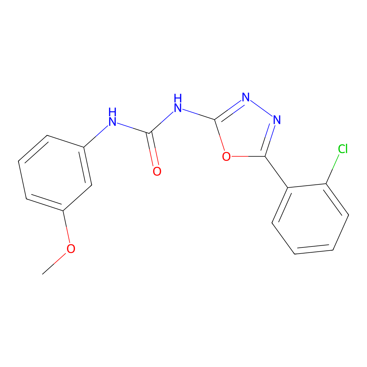 1-(5-(2-Chlorophenyl)-1,3,4-oxadiazol-2-yl)-3-(3-methoxyphenyl)urea molecular structure, CAS 1219912-25-0