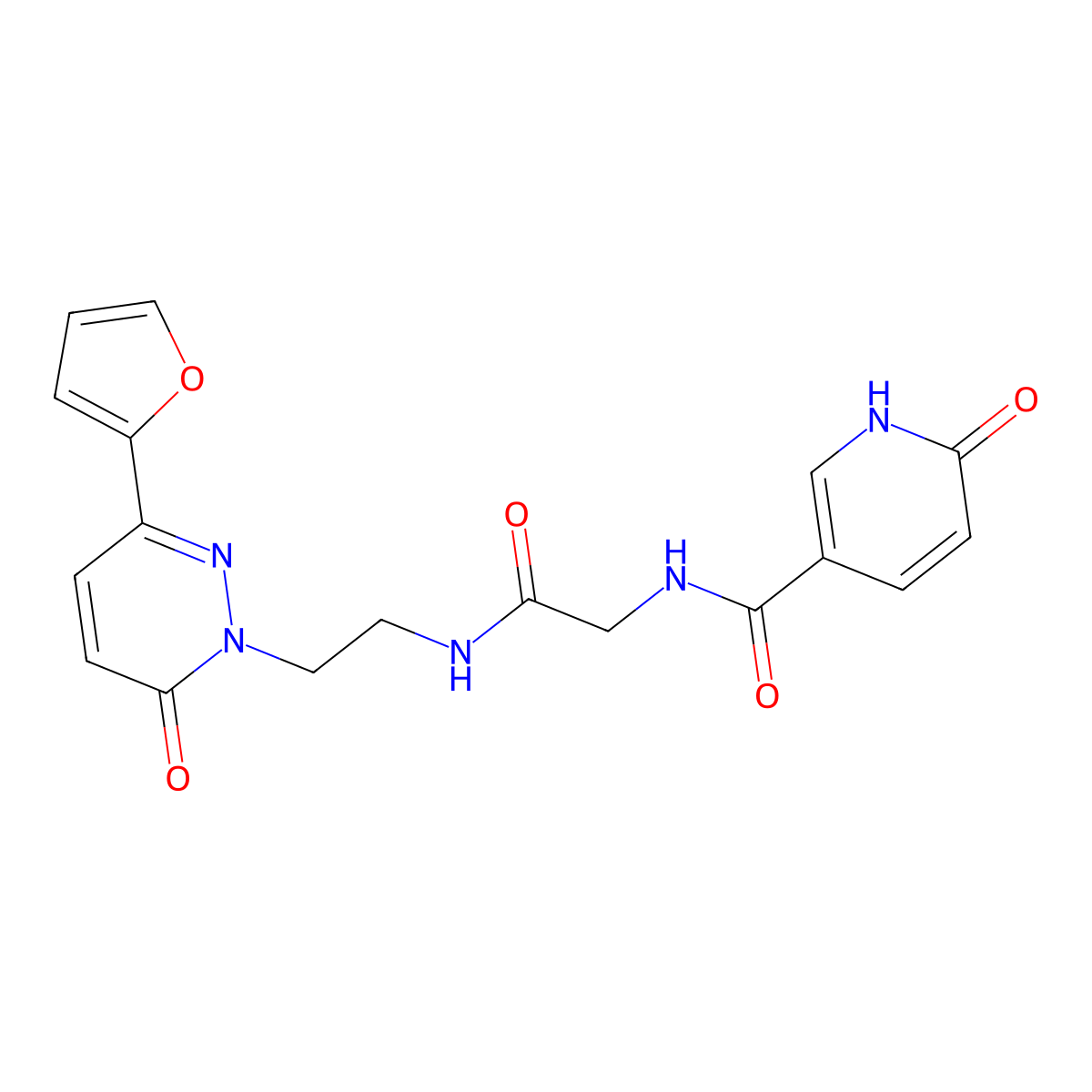 N-(2-((2-(3-(furan-2-yl)-6-oxopyridazin-1(6H)-yl)ethyl)amino)-2-oxoethyl)-6-oxo-1,6-dihydropyridine-3-carboxamide molecular structure, CAS 1219912-30-7