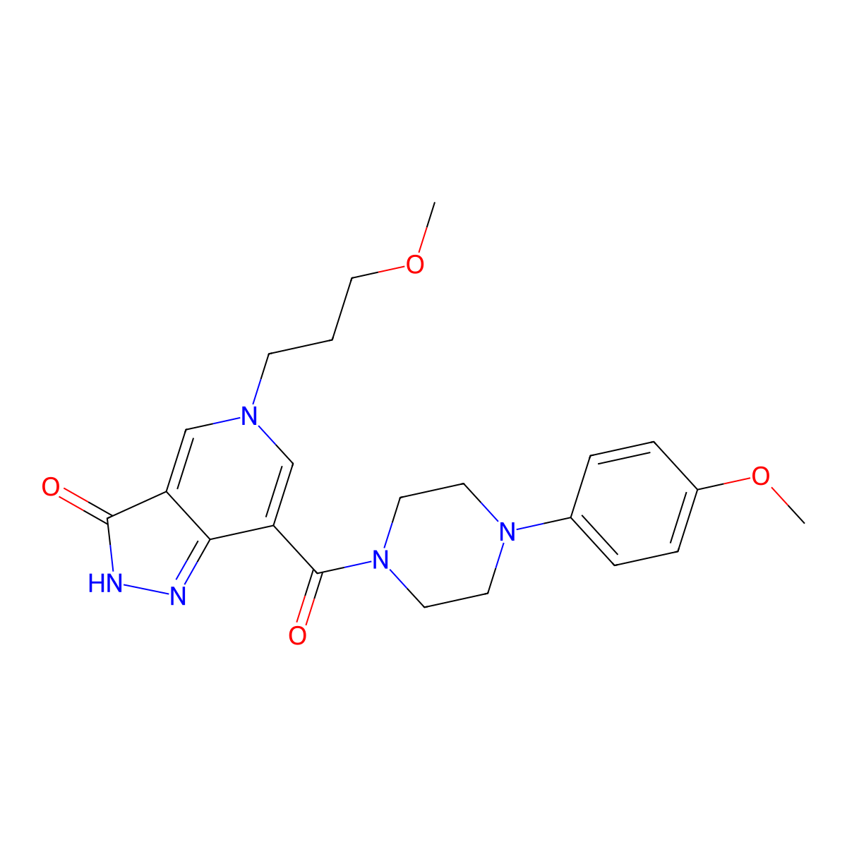 7-(4-(4-methoxyphenyl)piperazine-1-carbonyl)-5-(3-methoxypropyl)-2H-pyrazolo[4,3-c]pyridin-3(5H)-one molecular structure, CAS 1219912-43-2