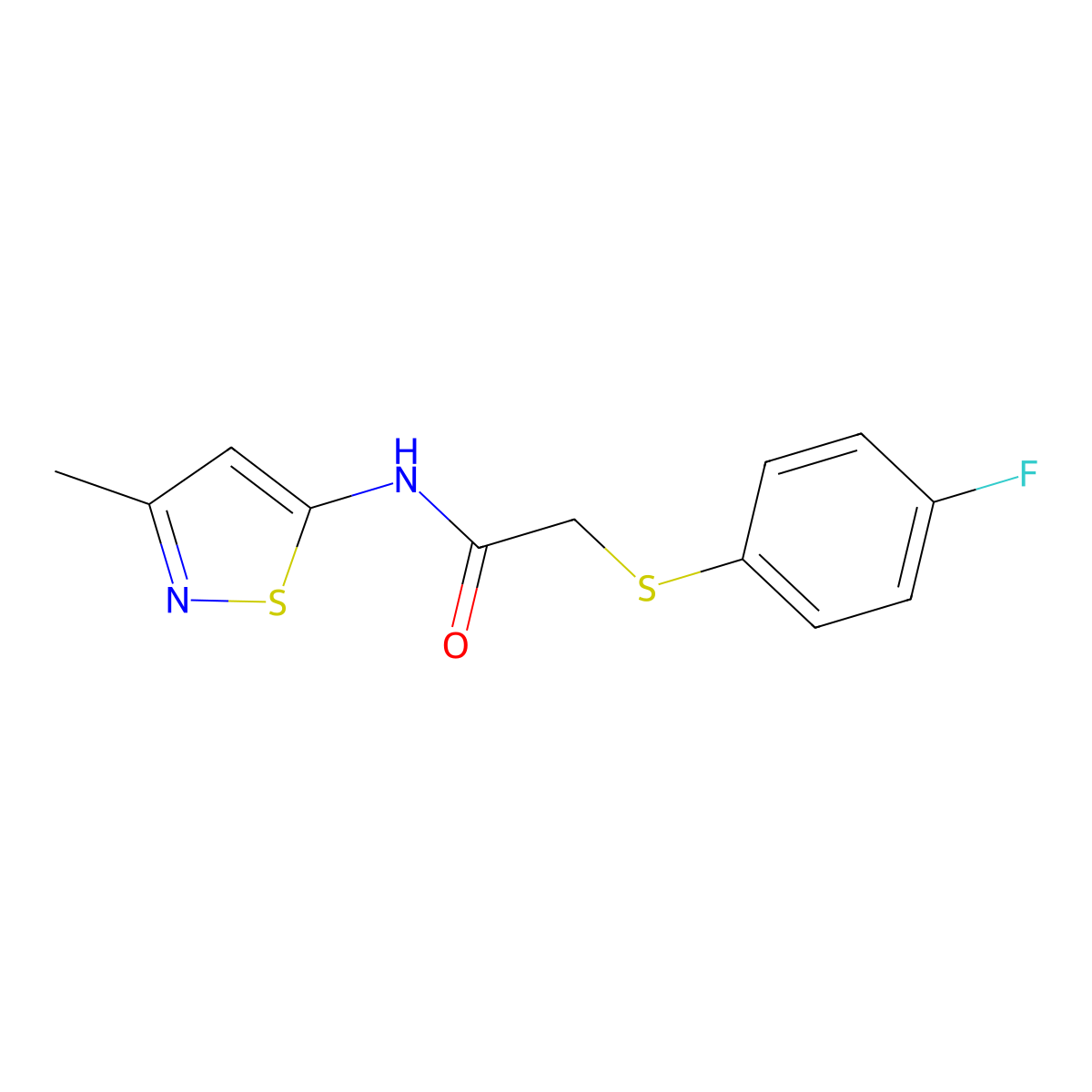 2-((4-fluorophenyl)thio)-N-(3-methylisothiazol-5-yl)acetamide molecular structure, CAS 1219912-44-3