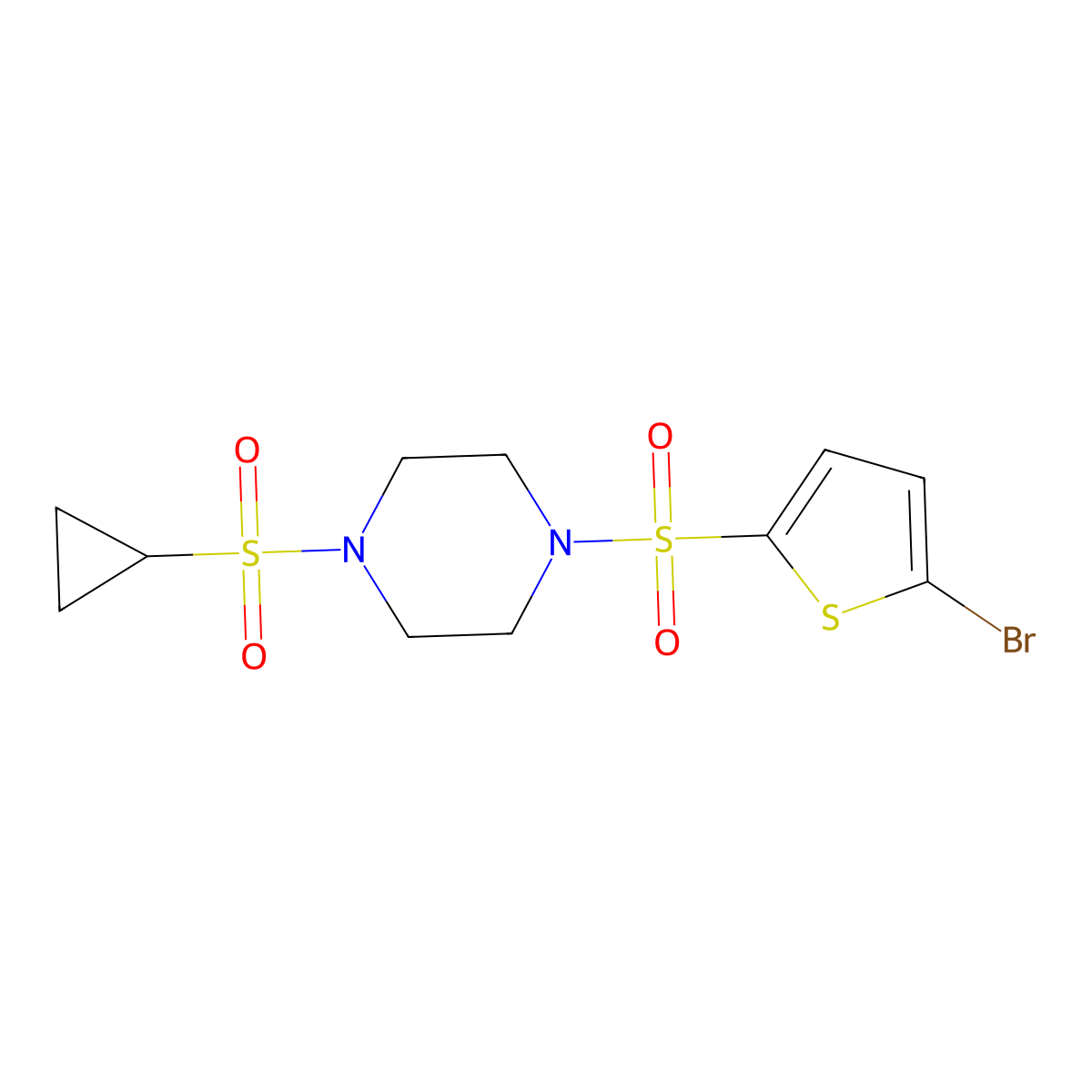 1-((5-Bromothiophen-2-yl)sulfonyl)-4-(cyclopropylsulfonyl)piperazine molecular structure, CAS 1219912-45-4