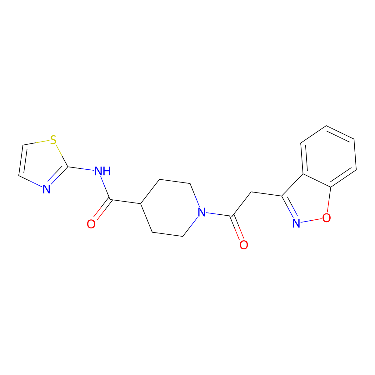 1-(2-(benzo[d]isoxazol-3-yl)acetyl)-N-(thiazol-2-yl)piperidine-4-carboxamide molecular structure, CAS 1219912-50-1