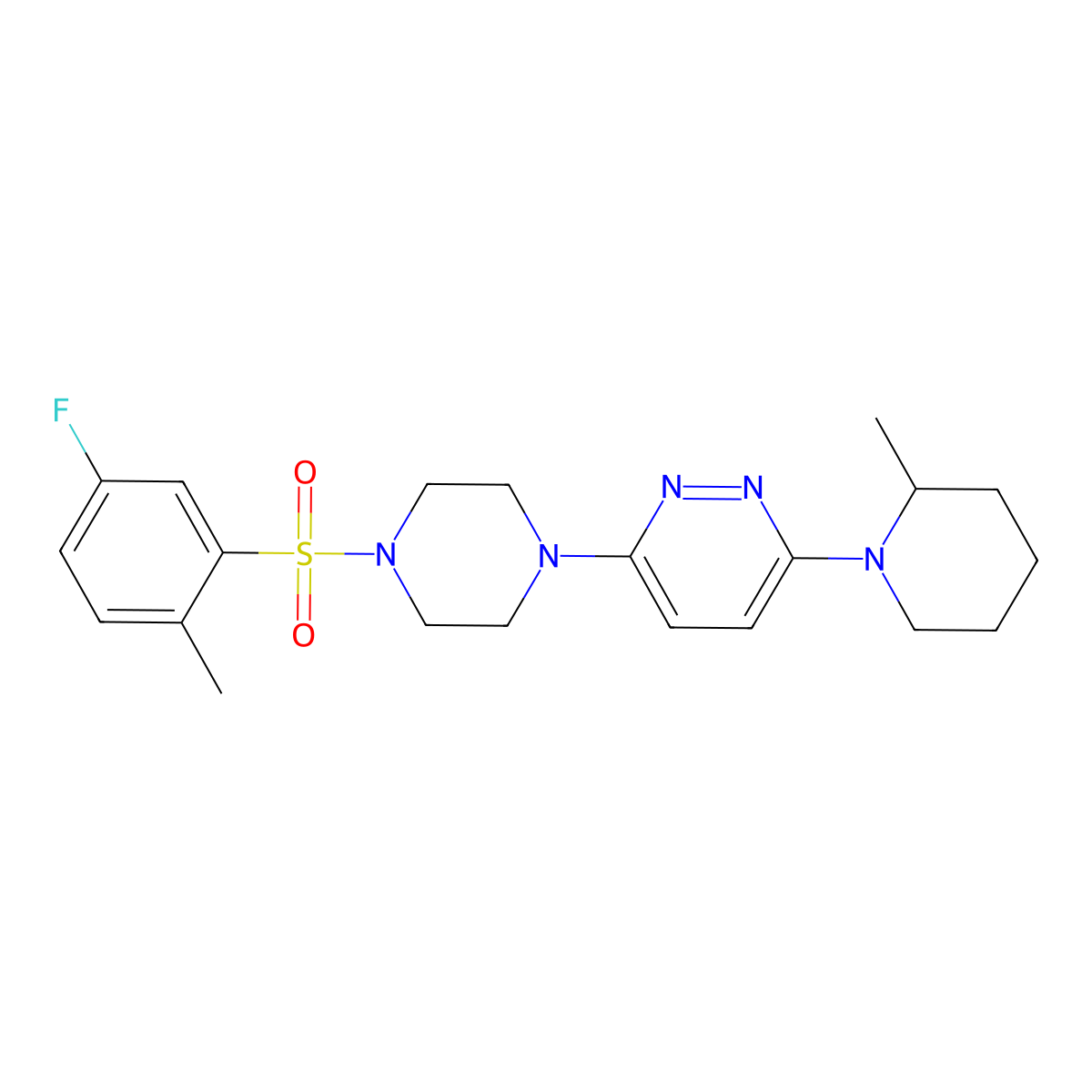 3-(4-((5-Fluoro-2-methylphenyl)sulfonyl)piperazin-1-yl)-6-(2-methylpiperidin-1-yl)pyridazine molecular structure, CAS 1219912-61-4
