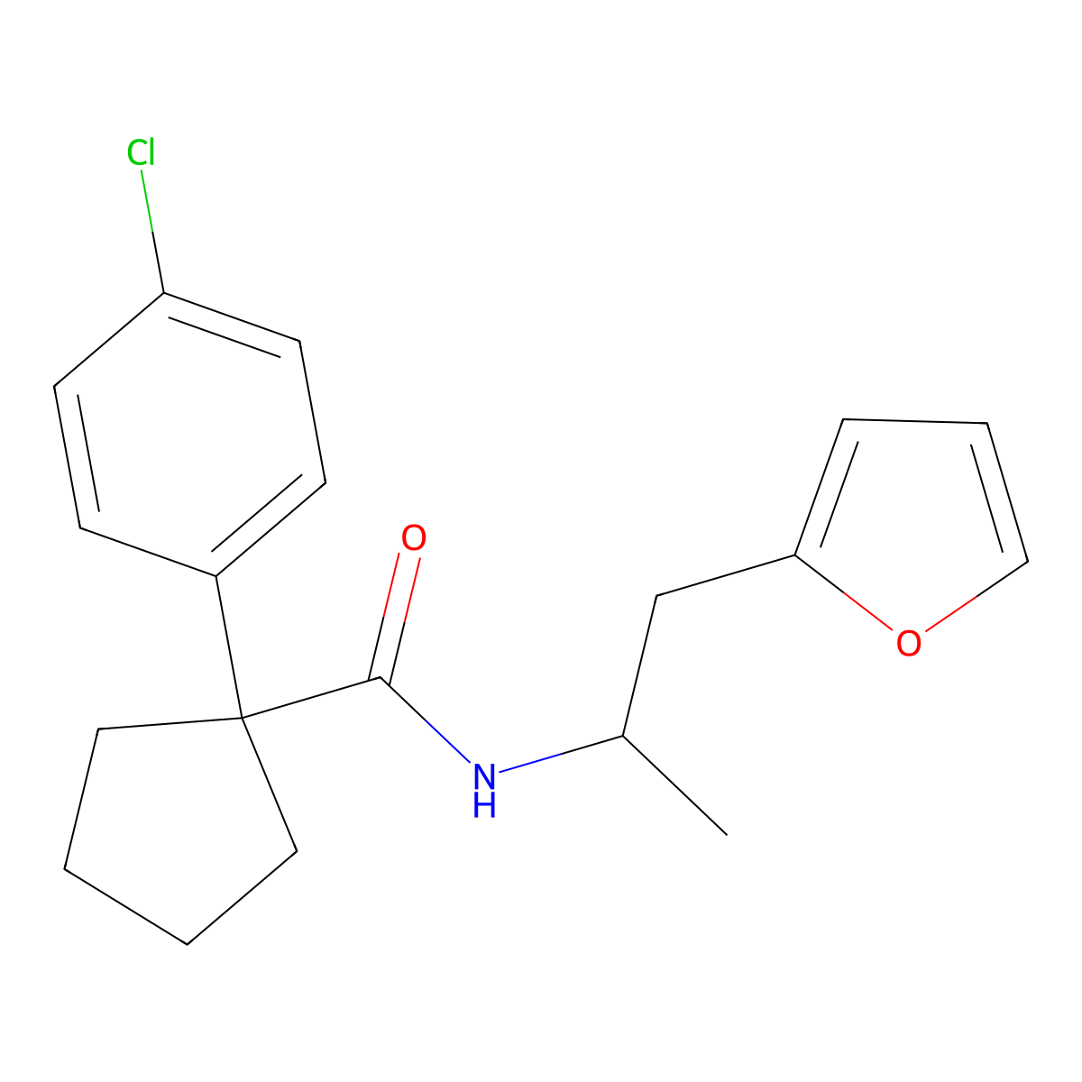1-(4-chlorophenyl)-N-(1-(furan-2-yl)propan-2-yl)cyclopentanecarboxamide molecular structure, CAS 1219912-65-8