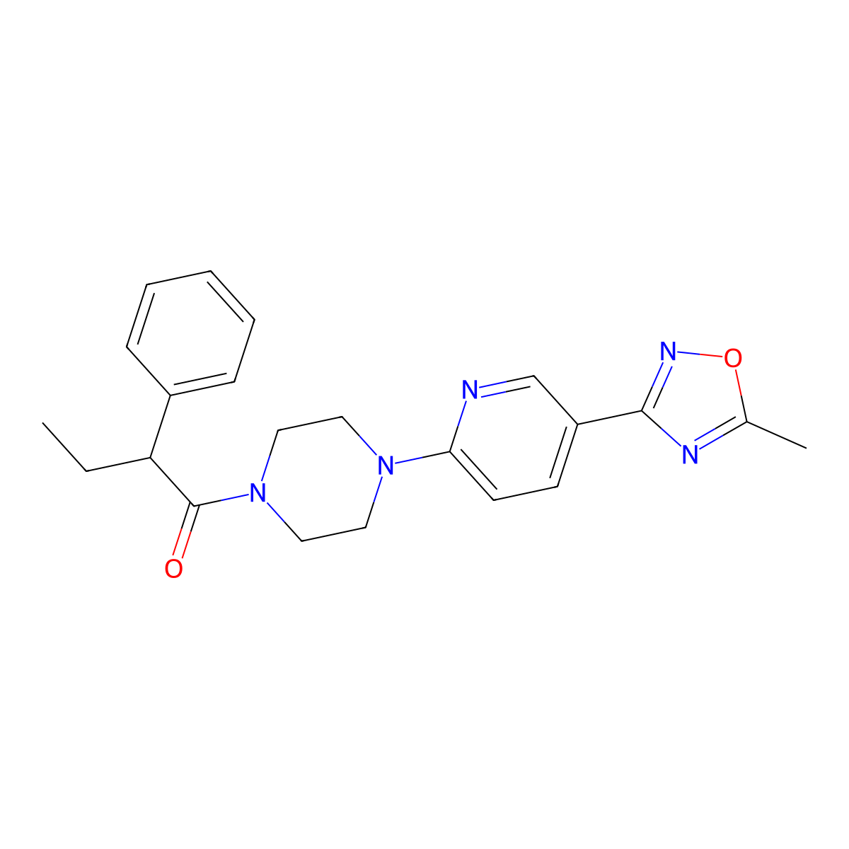 1-{4-[5-(5-Methyl-1,2,4-oxadiazol-3-yl)pyridin-2-yl]piperazin-1-yl}-2-phenylbutan-1-one molecular structure, CAS 1219912-67-0