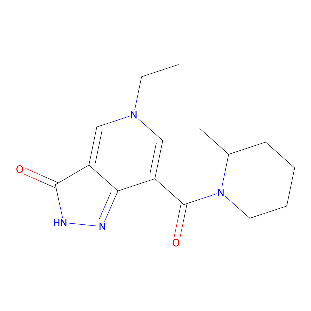 5-ethyl-7-(2-methylpiperidine-1-carbonyl)-2H,3H,5H-pyrazolo[4,3-c]pyridin-3-one molecular structure, CAS 1219912-69-2