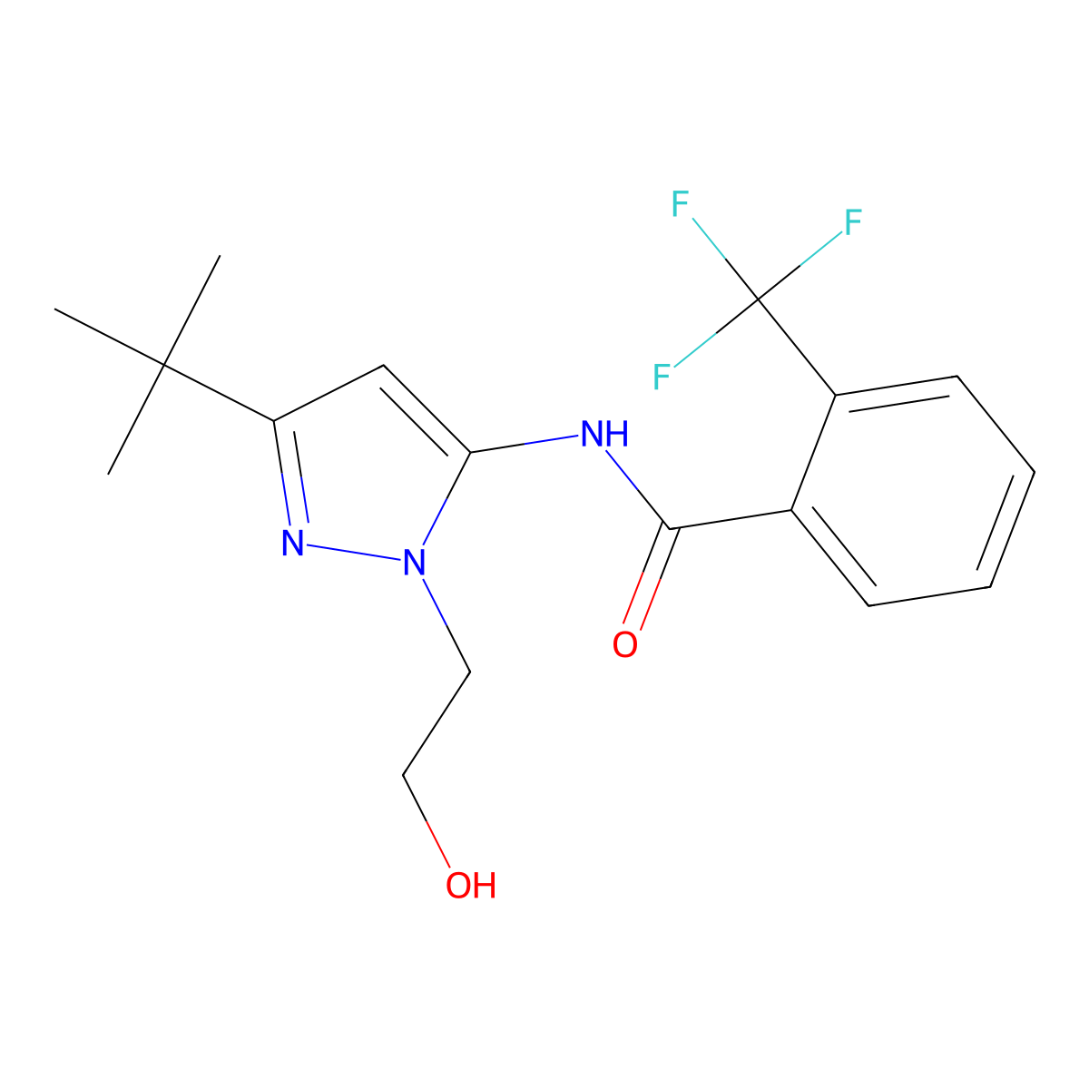 N-(3-(tert-butyl)-1-(2-hydroxyethyl)-1H-pyrazol-5-yl)-2-(trifluoromethyl)benzamide molecular structure, CAS 1219912-71-6