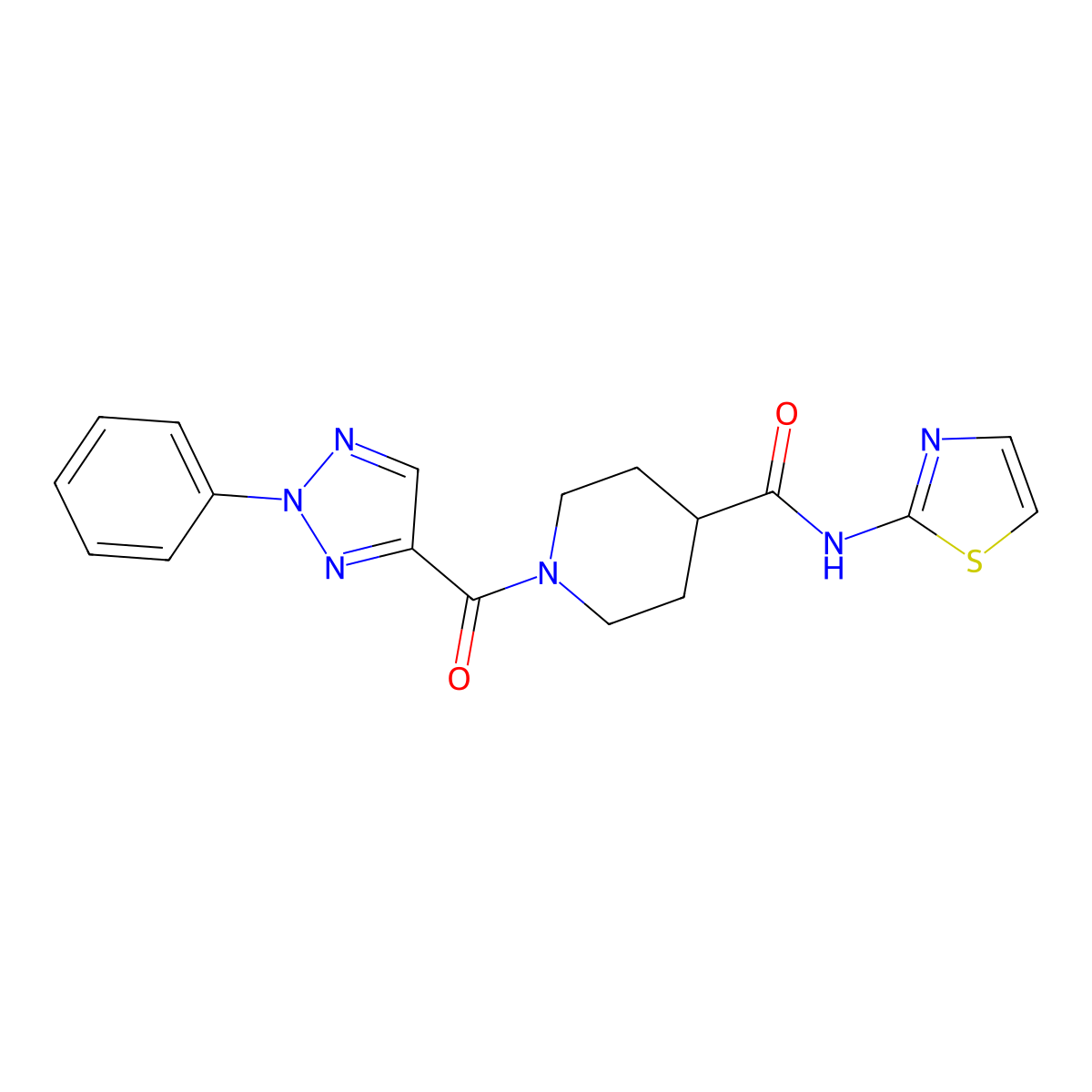 1-(2-phenyl-2H-1,2,3-triazole-4-carbonyl)-N-(thiazol-2-yl)piperidine-4-carboxamide molecular structure, CAS 1219912-73-8