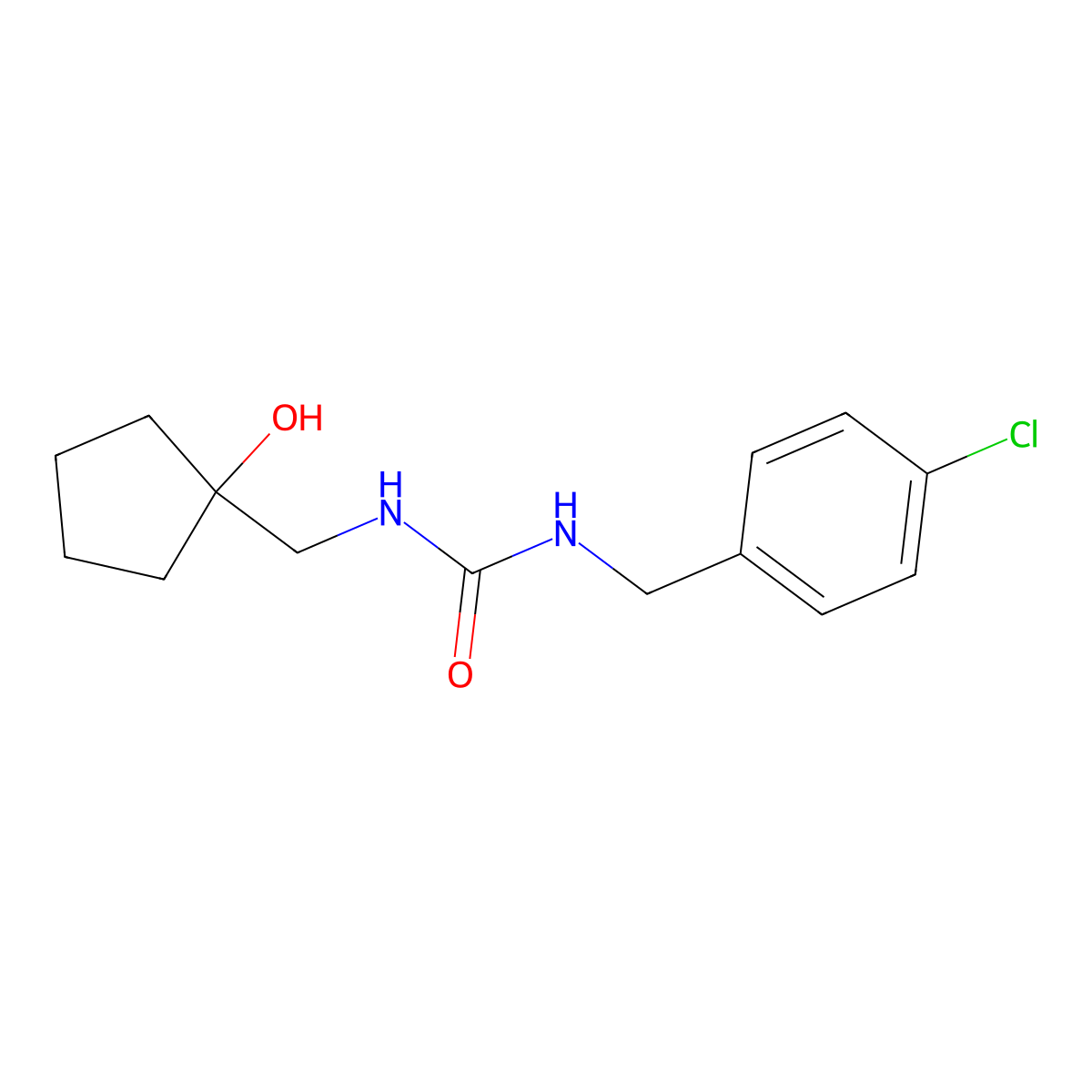 1-(4-Chlorobenzyl)-3-((1-hydroxycyclopentyl)methyl)urea molecular structure, CAS 1219912-76-1