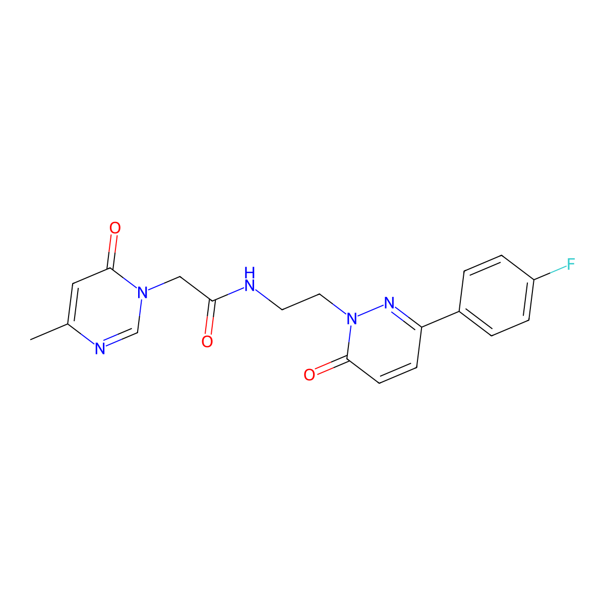 N-(2-(3-(4-fluorophenyl)-6-oxopyridazin-1(6H)-yl)ethyl)-2-(4-methyl-6-oxopyrimidin-1(6H)-yl)acetamide molecular structure, CAS 1219912-77-2