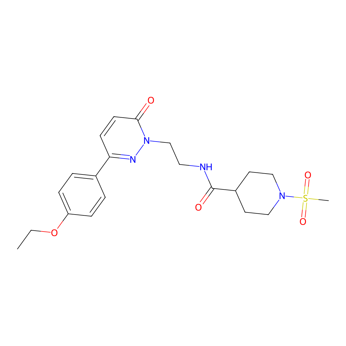 N-(2-(3-(4-ethoxyphenyl)-6-oxopyridazin-1(6H)-yl)ethyl)-1-(methylsulfonyl)piperidine-4-carboxamide molecular structure, CAS 1219912-82-9