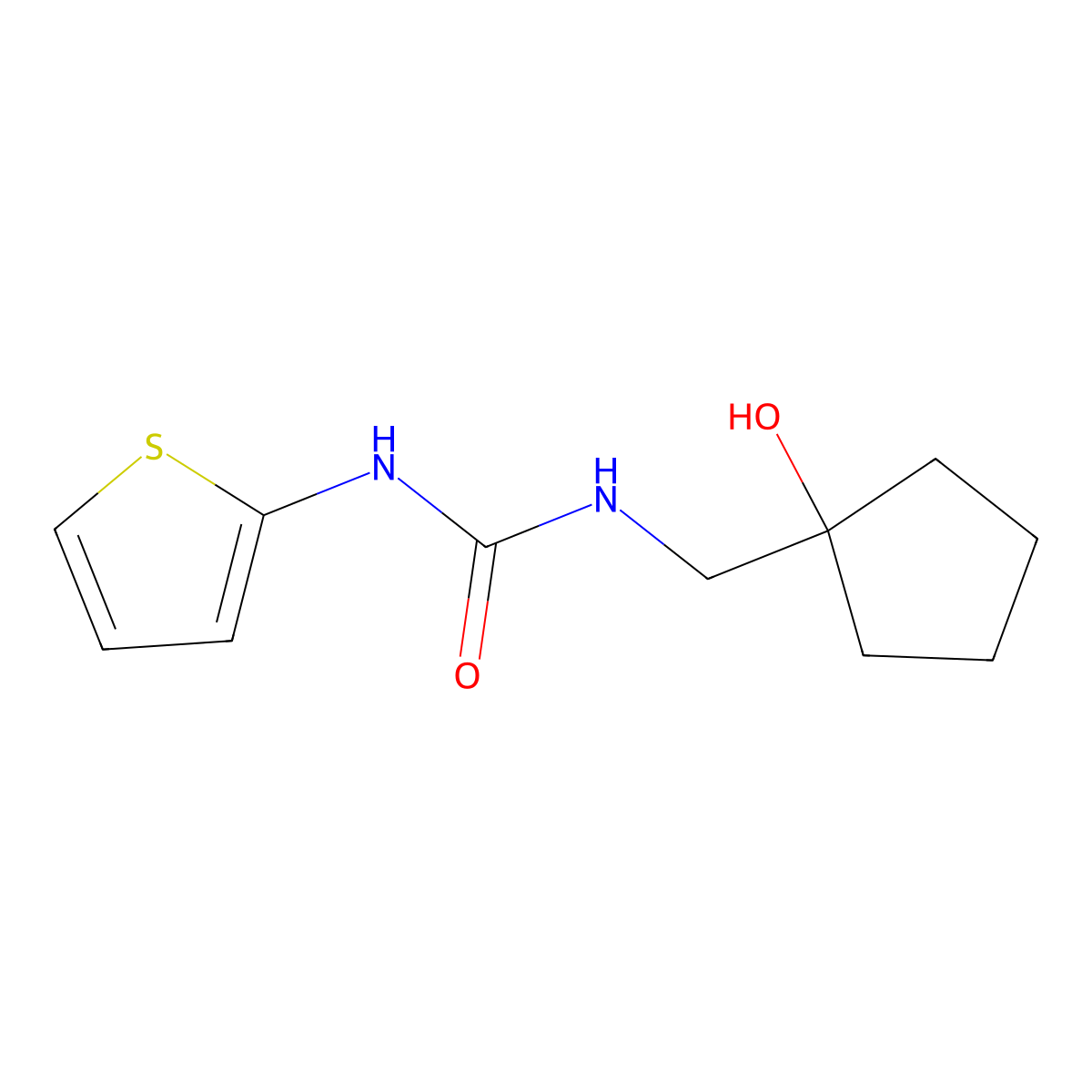 1-[(1-Hydroxycyclopentyl)methyl]-3-(thiophen-2-yl)urea molecular structure, CAS 1219912-85-2