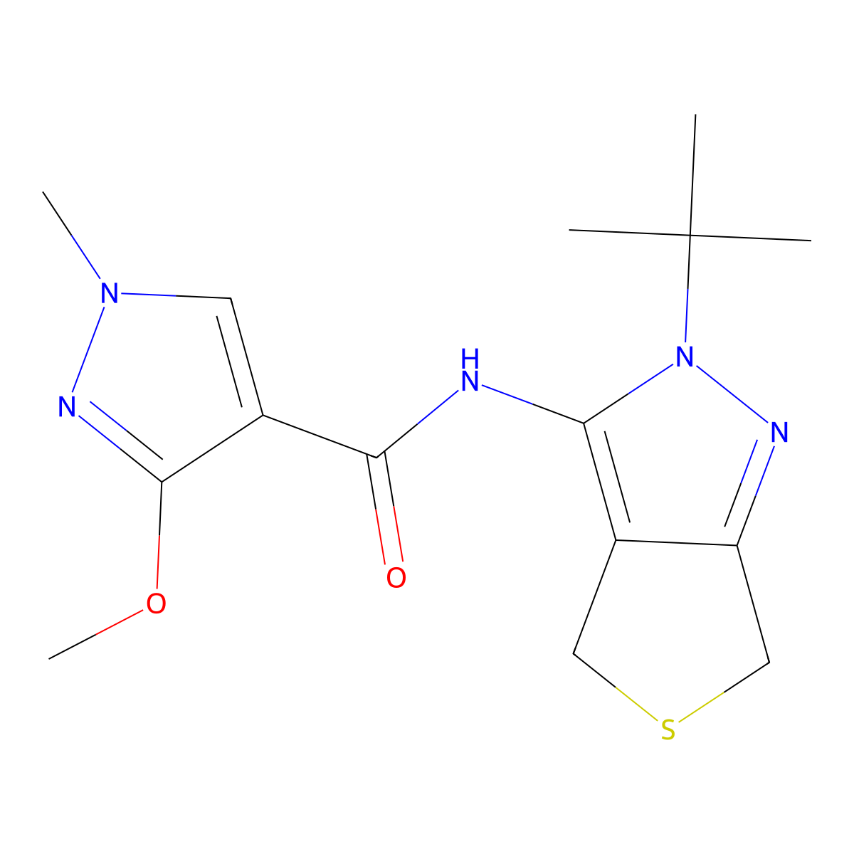 N-{2-tert-butyl-2H,4H,6H-thieno[3,4-c]pyrazol-3-yl}-3-methoxy-1-methyl-1H-pyrazole-4-carboxamide molecular structure, CAS 1219912-88-5