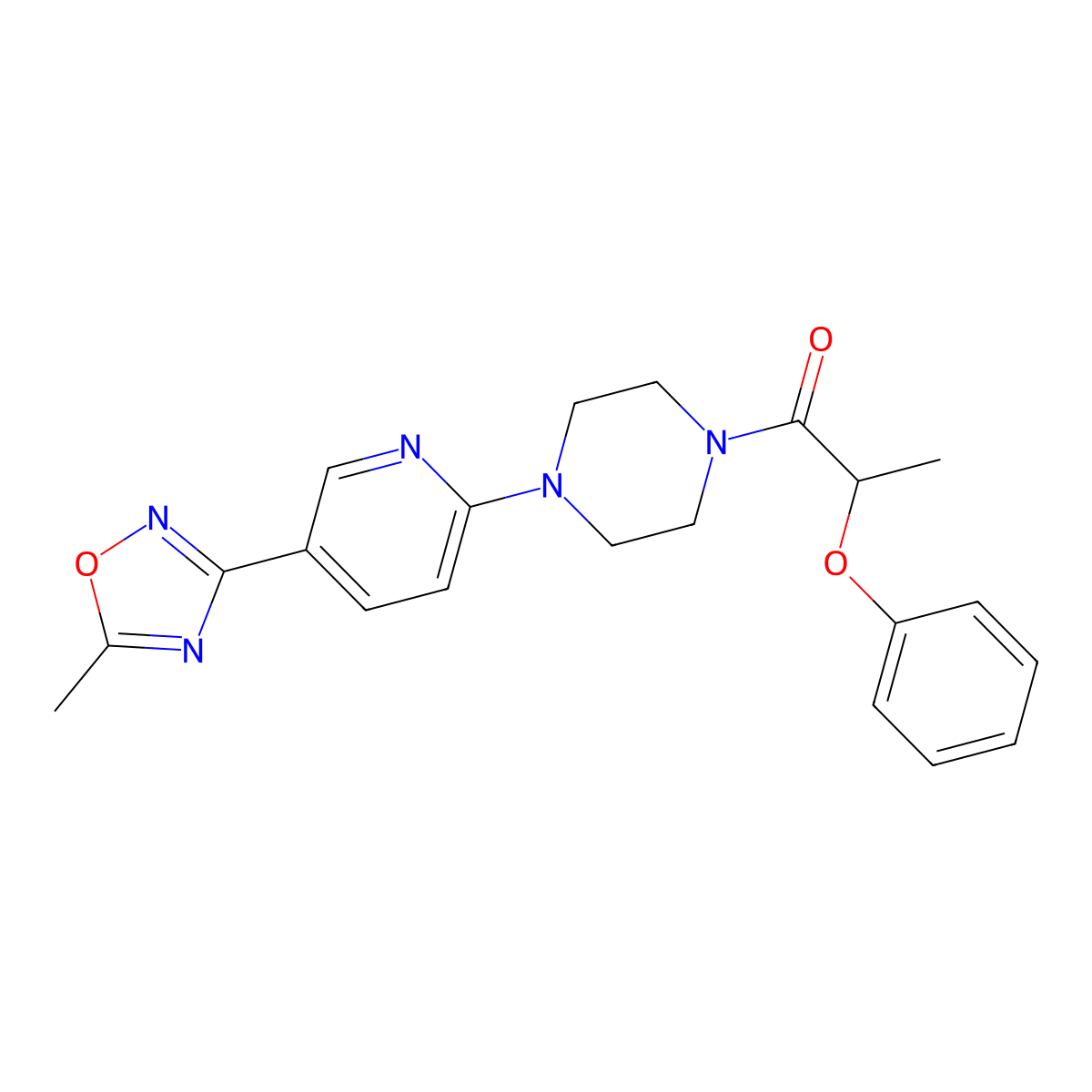 1-{4-[5-(5-Methyl-1,2,4-oxadiazol-3-yl)pyridin-2-yl]piperazin-1-yl}-2-phenoxypropan-1-one molecular structure, CAS 1219912-90-9