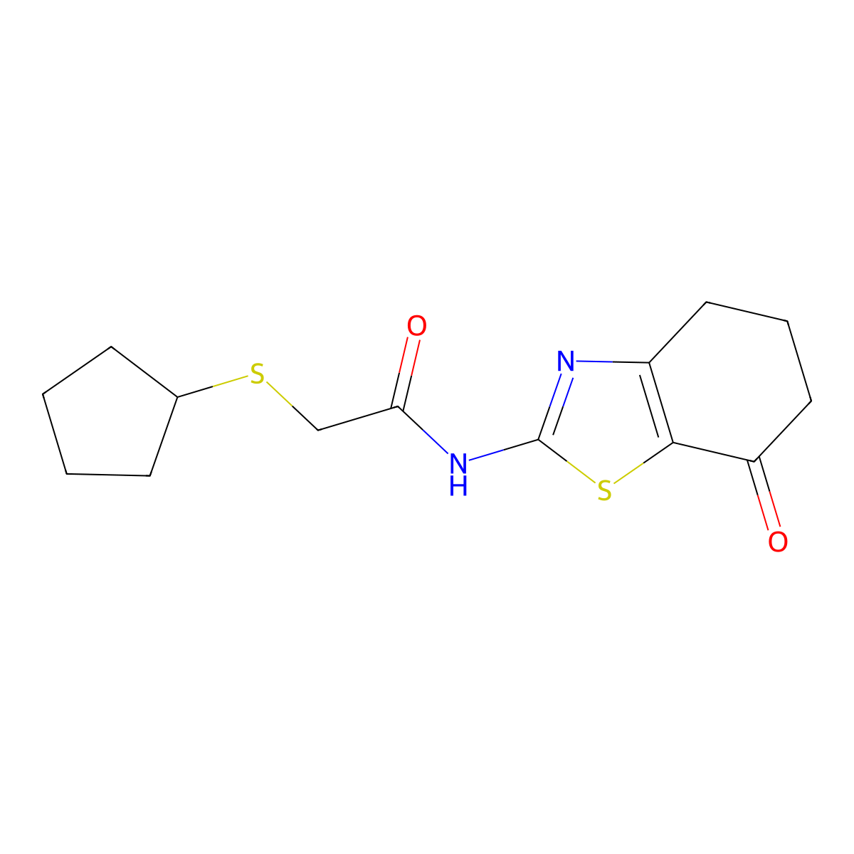 2-(cyclopentylthio)-N-(7-oxo-4,5,6,7-tetrahydrobenzo[d]thiazol-2-yl)acetamide molecular structure, CAS 1219912-97-6