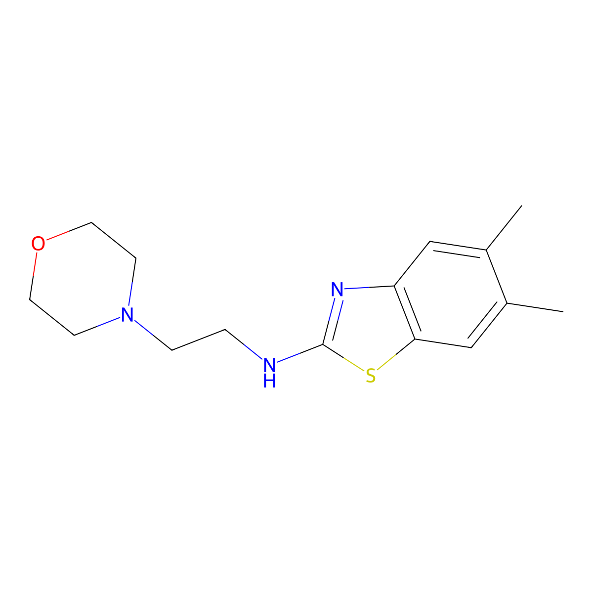 5,6-dimethyl-N-(2-morpholinoethyl)benzo[d]thiazol-2-amine molecular structure, CAS 1219913-00-4