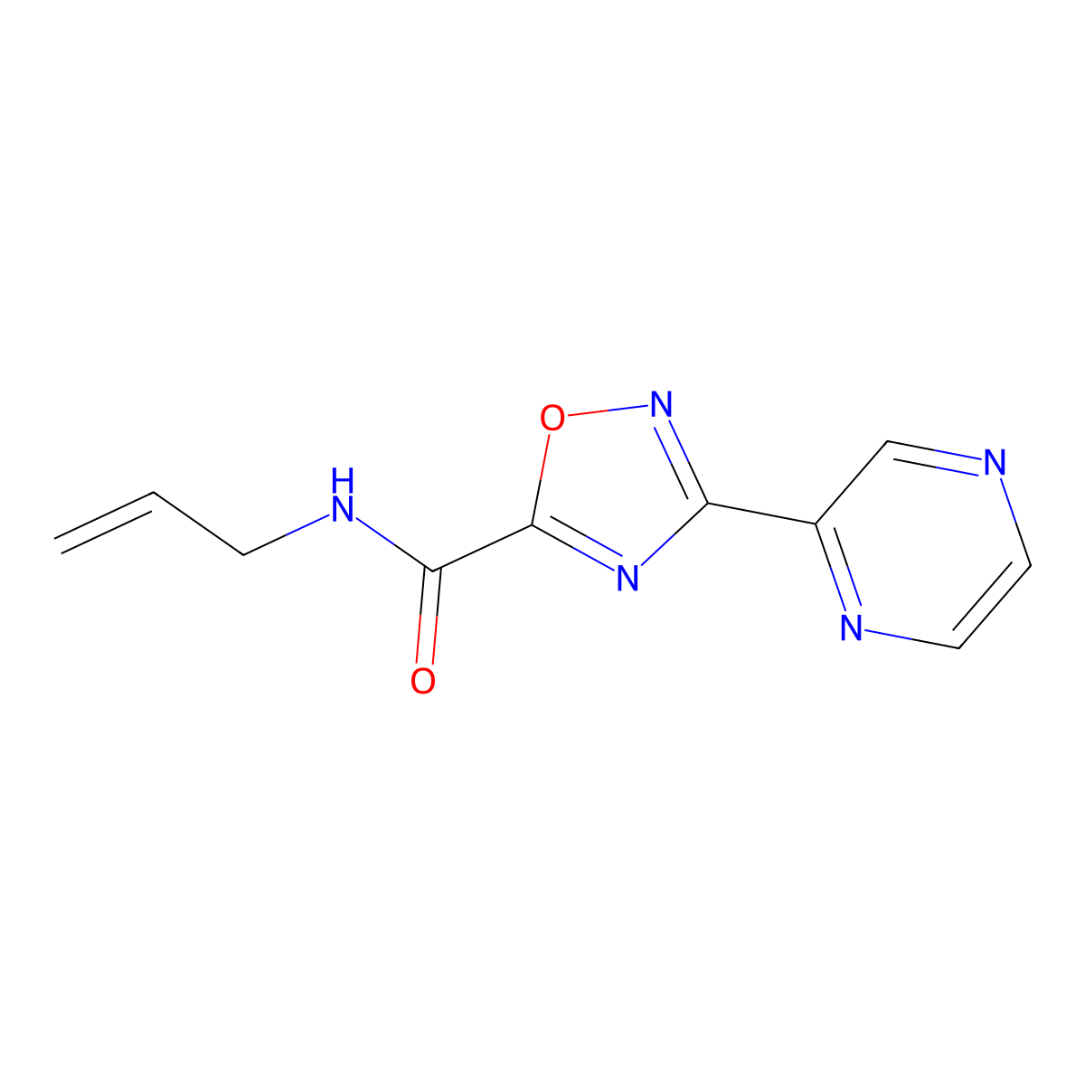 N-allyl-3-(pyrazin-2-yl)-1,2,4-oxadiazole-5-carboxamide molecular structure, CAS 1219913-04-8
