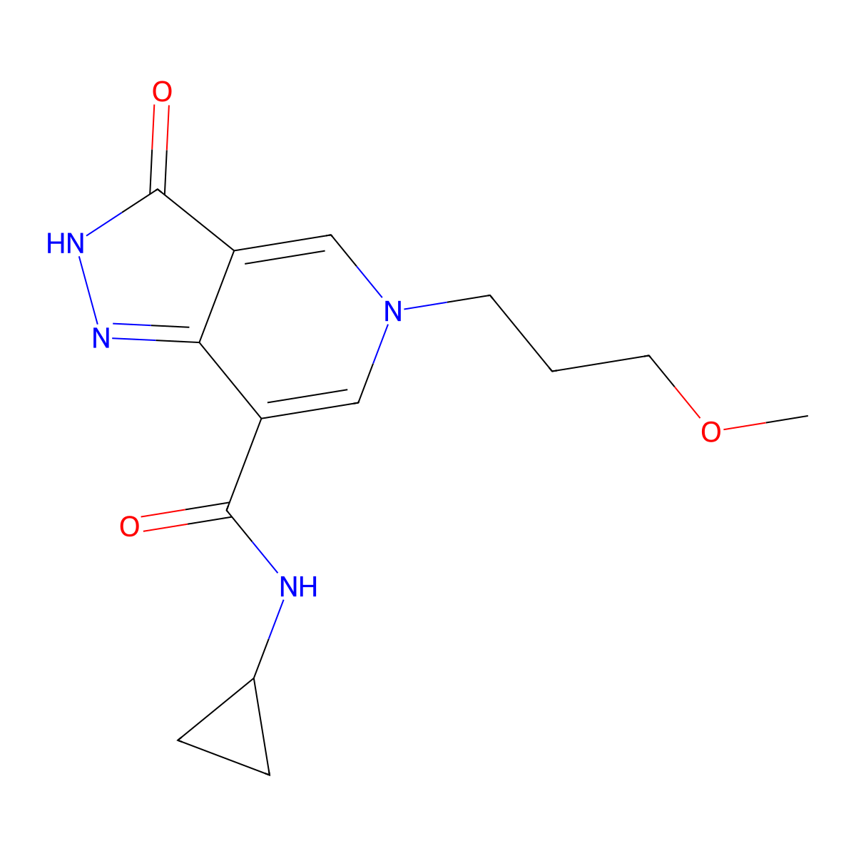 N-cyclopropyl-5-(3-methoxypropyl)-3-oxo-3,5-dihydro-2H-pyrazolo[4,3-c]pyridine-7-carboxamide molecular structure, CAS 1219913-26-4