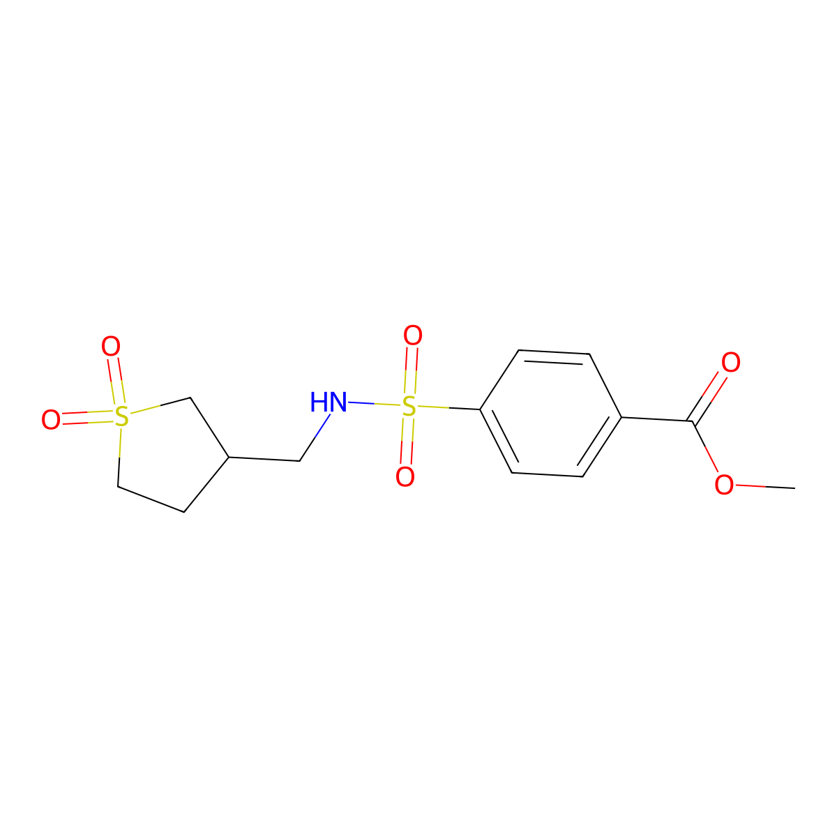 Methyl 4-{[(1,1-dioxo-1lambda6-thiolan-3-yl)methyl]sulfamoyl}benzoate molecular structure, CAS 1219913-30-0