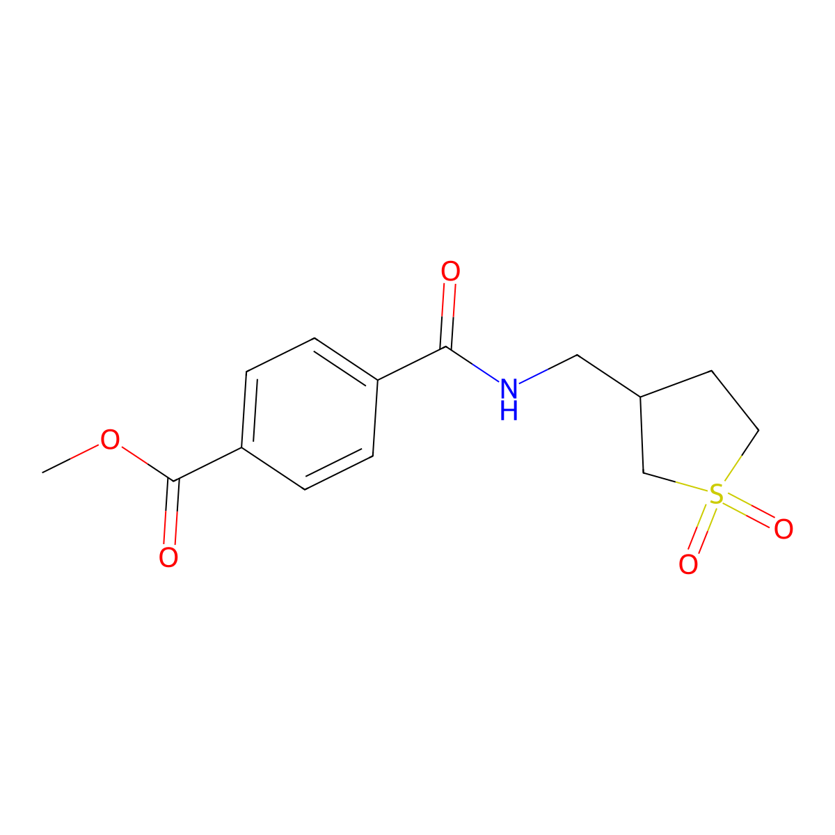 Methyl 4-(((1,1-dioxidotetrahydrothiophen-3-yl)methyl)carbamoyl)benzoate molecular structure, CAS 1219913-43-5
