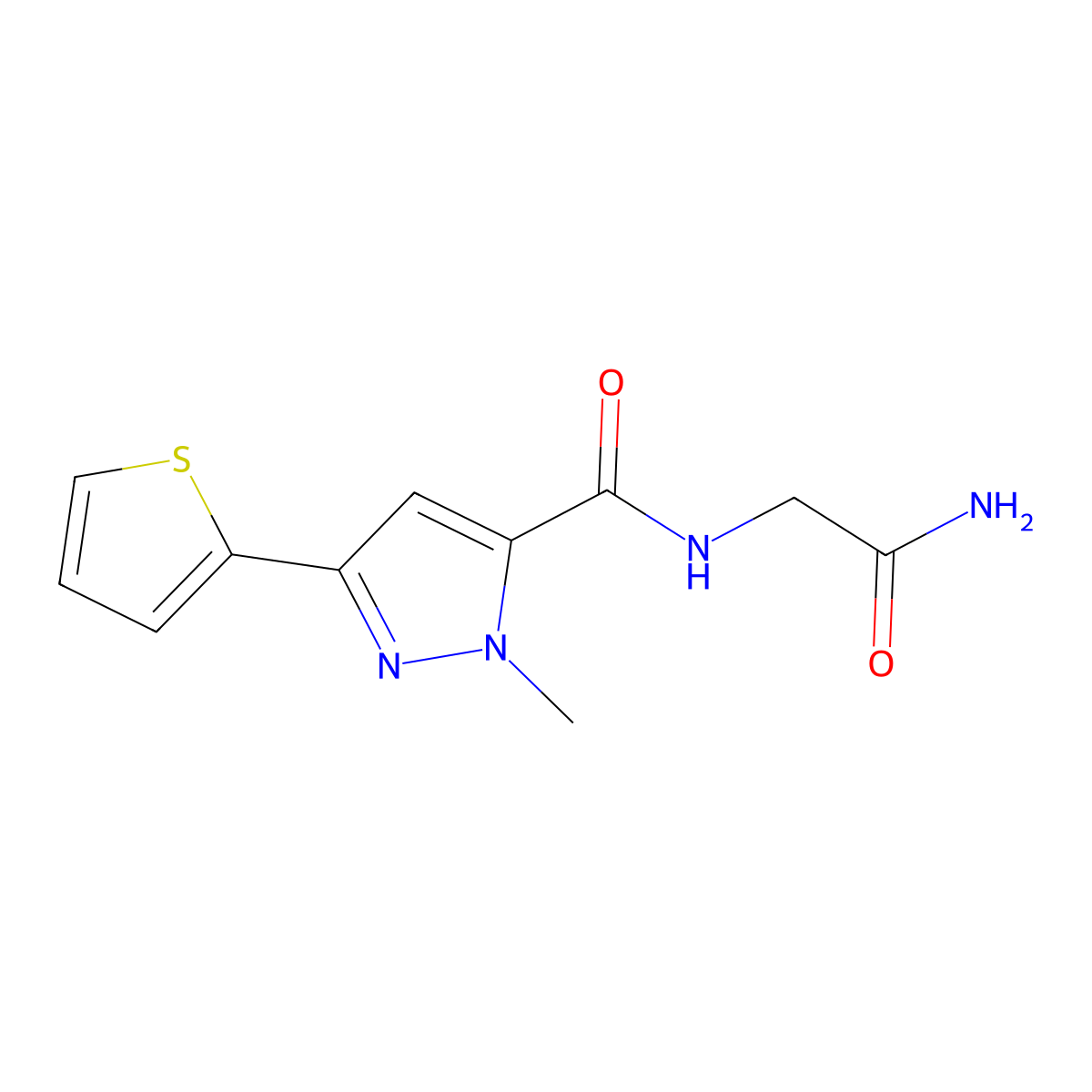 N-(2-amino-2-oxoethyl)-1-methyl-3-(thiophen-2-yl)-1H-pyrazole-5-carboxamide molecular structure, CAS 1219913-50-4