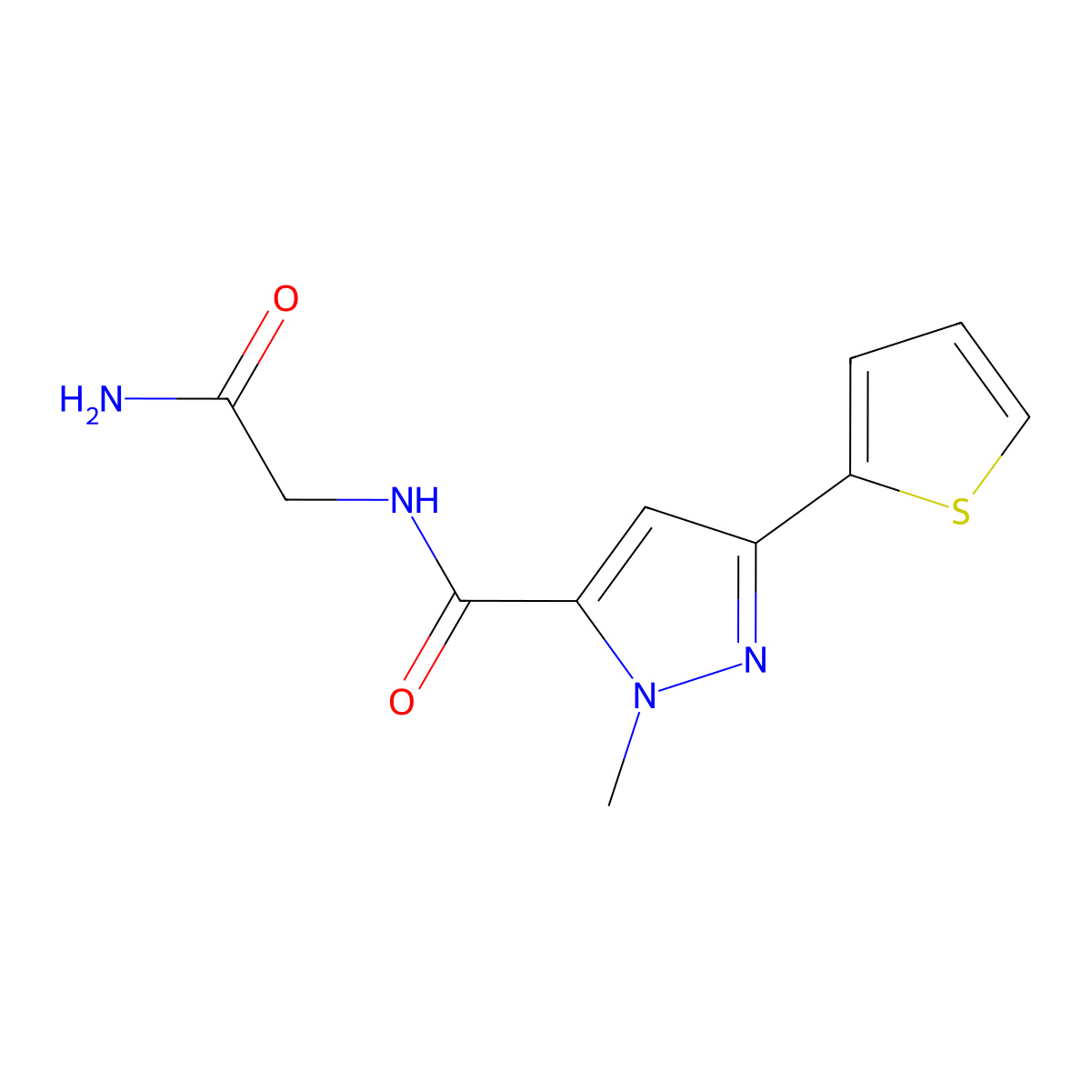 N-(2-amino-2-oxoethyl)-1-methyl-3-(thiophen-2-yl)-1H-pyrazole-5-carboxamide molecular structure, CAS 1219913-50-4