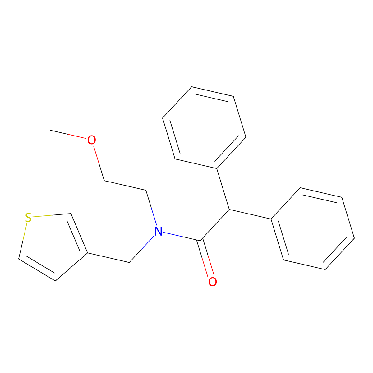 N-(2-methoxyethyl)-2,2-diphenyl-N-(thiophen-3-ylmethyl)acetamide molecular structure, CAS 1219913-51-5