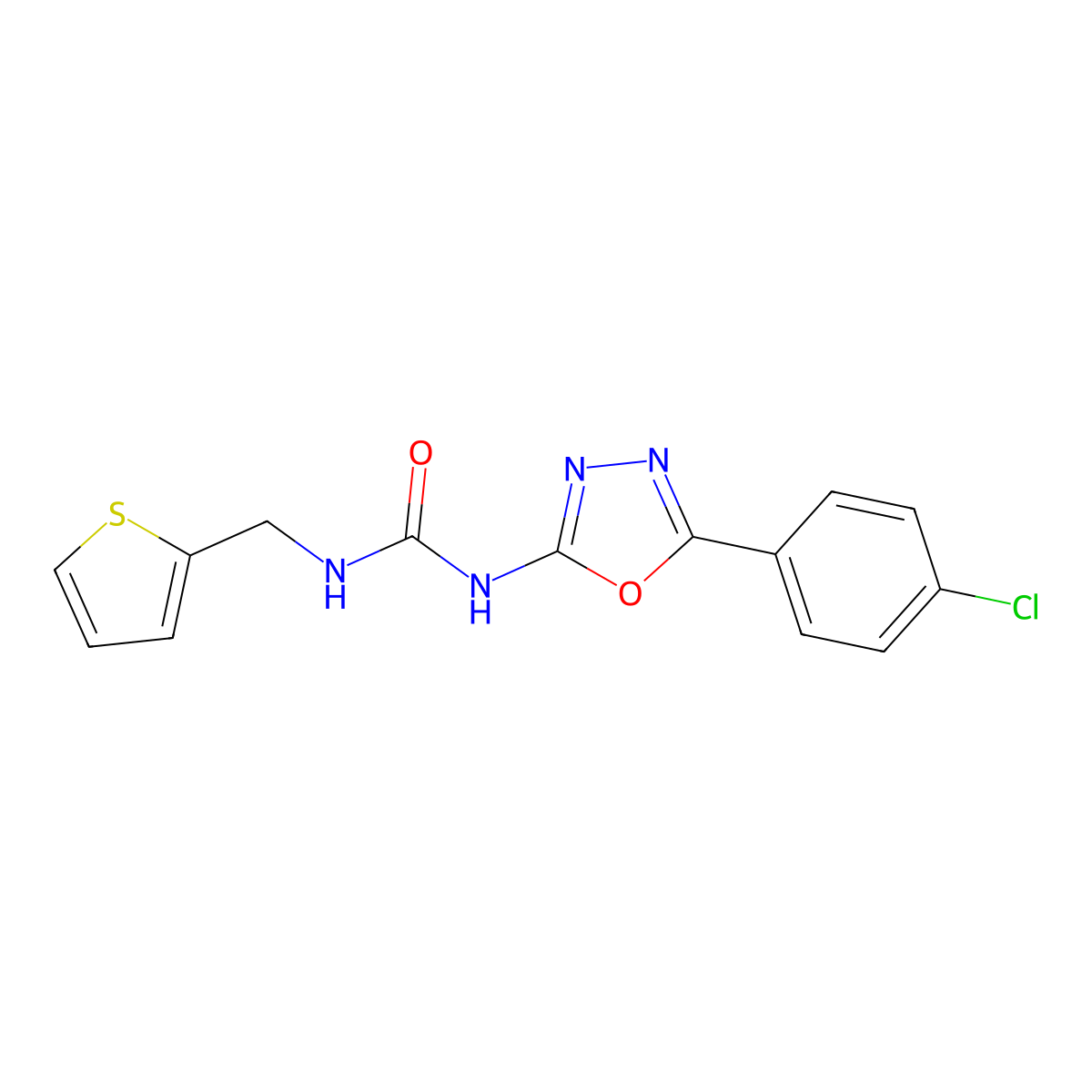 1-(5-(4-Chlorophenyl)-1,3,4-oxadiazol-2-yl)-3-(thiophen-2-ylmethyl)urea molecular structure, CAS 1219913-53-7