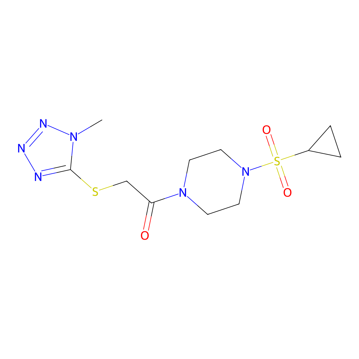 1-(4-(cyclopropylsulfonyl)piperazin-1-yl)-2-((1-methyl-1H-tetrazol-5-yl)thio)ethanone molecular structure, CAS 1219913-55-9