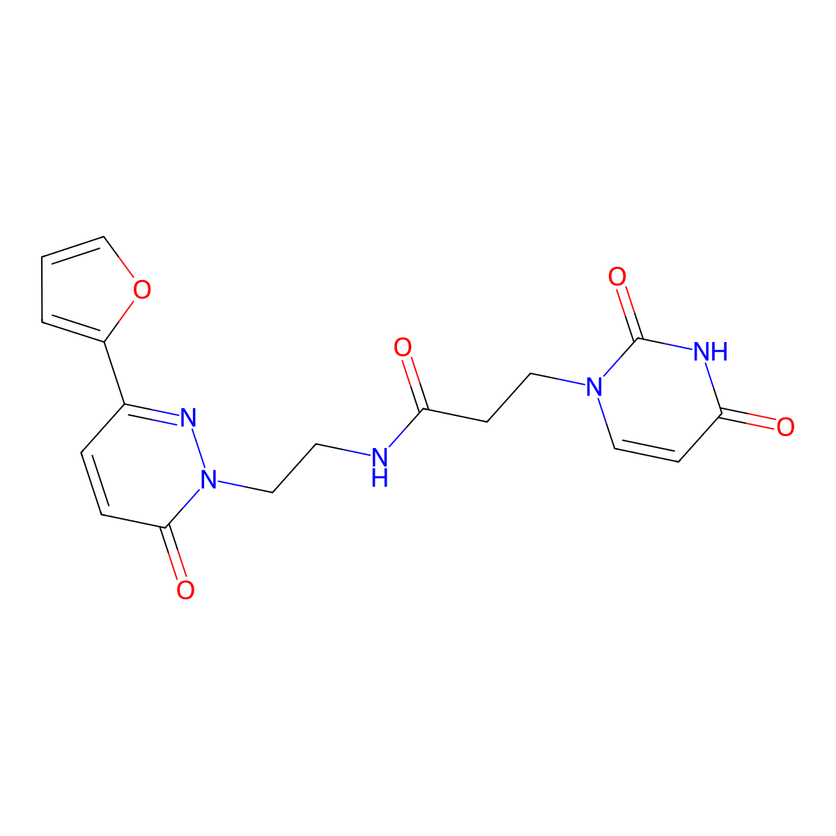 3-(2,4-dioxo-3,4-dihydropyrimidin-1(2H)-yl)-N-(2-(3-(furan-2-yl)-6-oxopyridazin-1(6H)-yl)ethyl)propanamide molecular structure, CAS 1219913-59-3