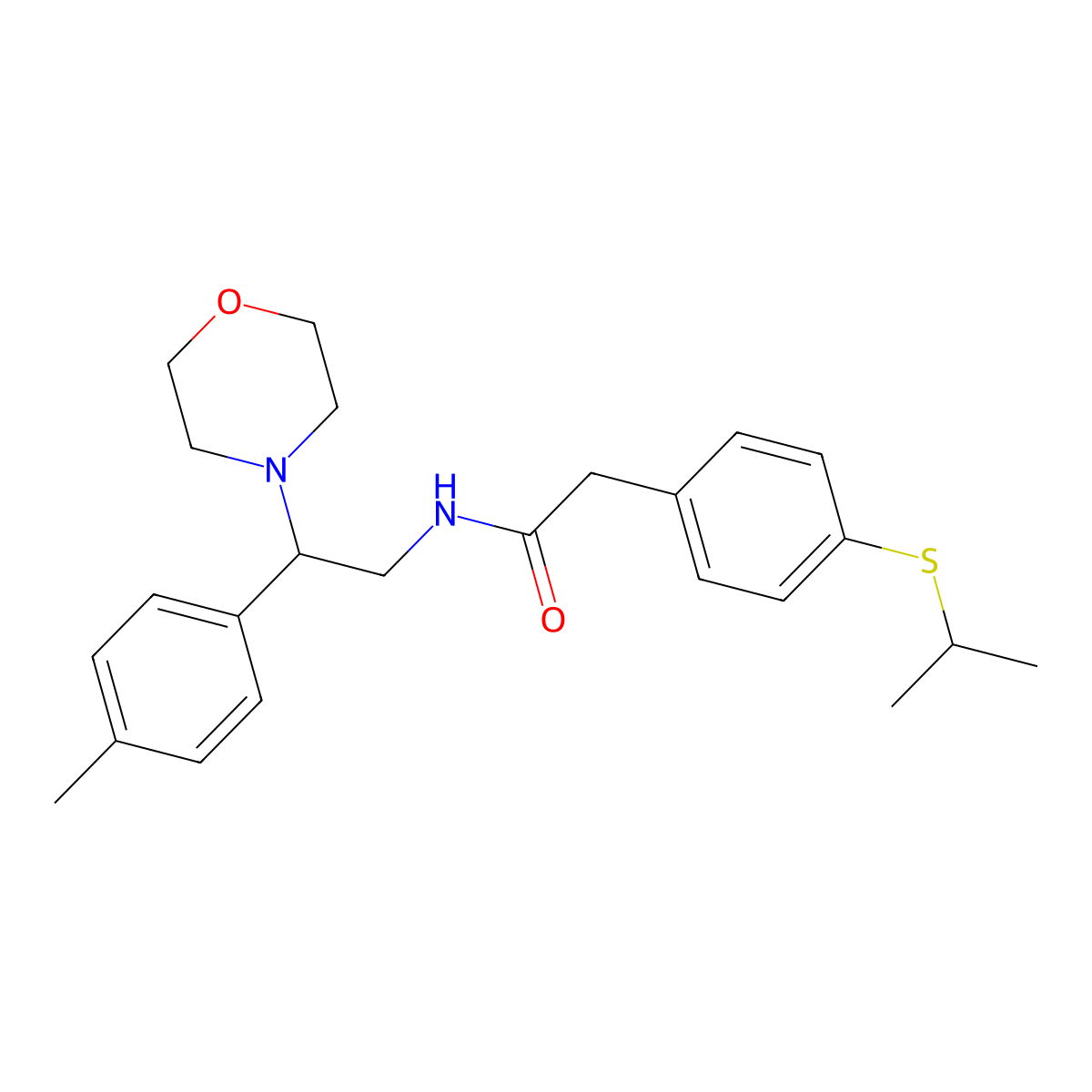 2-(4-(isopropylthio)phenyl)-N-(2-morpholino-2-(p-tolyl)ethyl)acetamide molecular structure, CAS 1219913-71-9
