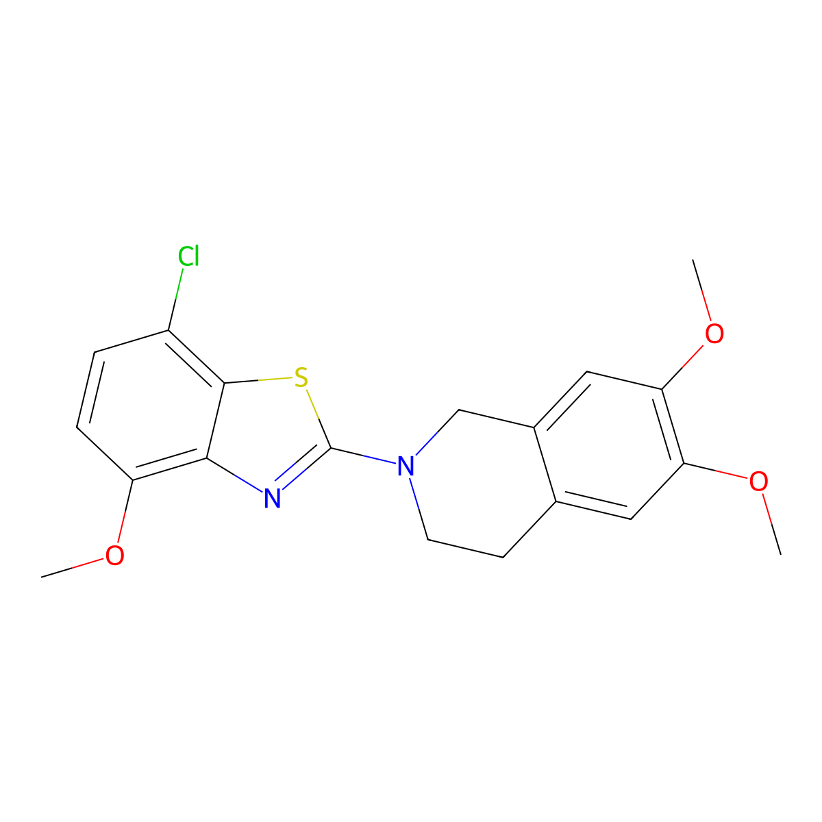 7-chloro-2-(6,7-dimethoxy-3,4-dihydroisoquinolin-2(1H)-yl)-4-methoxybenzo[d]thiazole molecular structure, CAS 1219913-77-5
