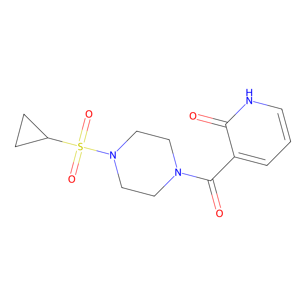 3-(4-(cyclopropylsulfonyl)piperazine-1-carbonyl)pyridin-2(1H)-one molecular structure, CAS 1219913-80-0