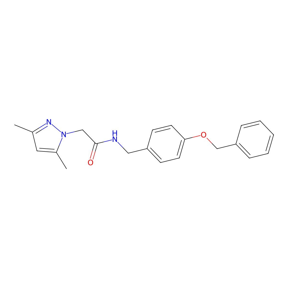 N-(4-(benzyloxy)benzyl)-2-(3,5-dimethyl-1H-pyrazol-1-yl)acetamide molecular structure, CAS 1219913-82-2