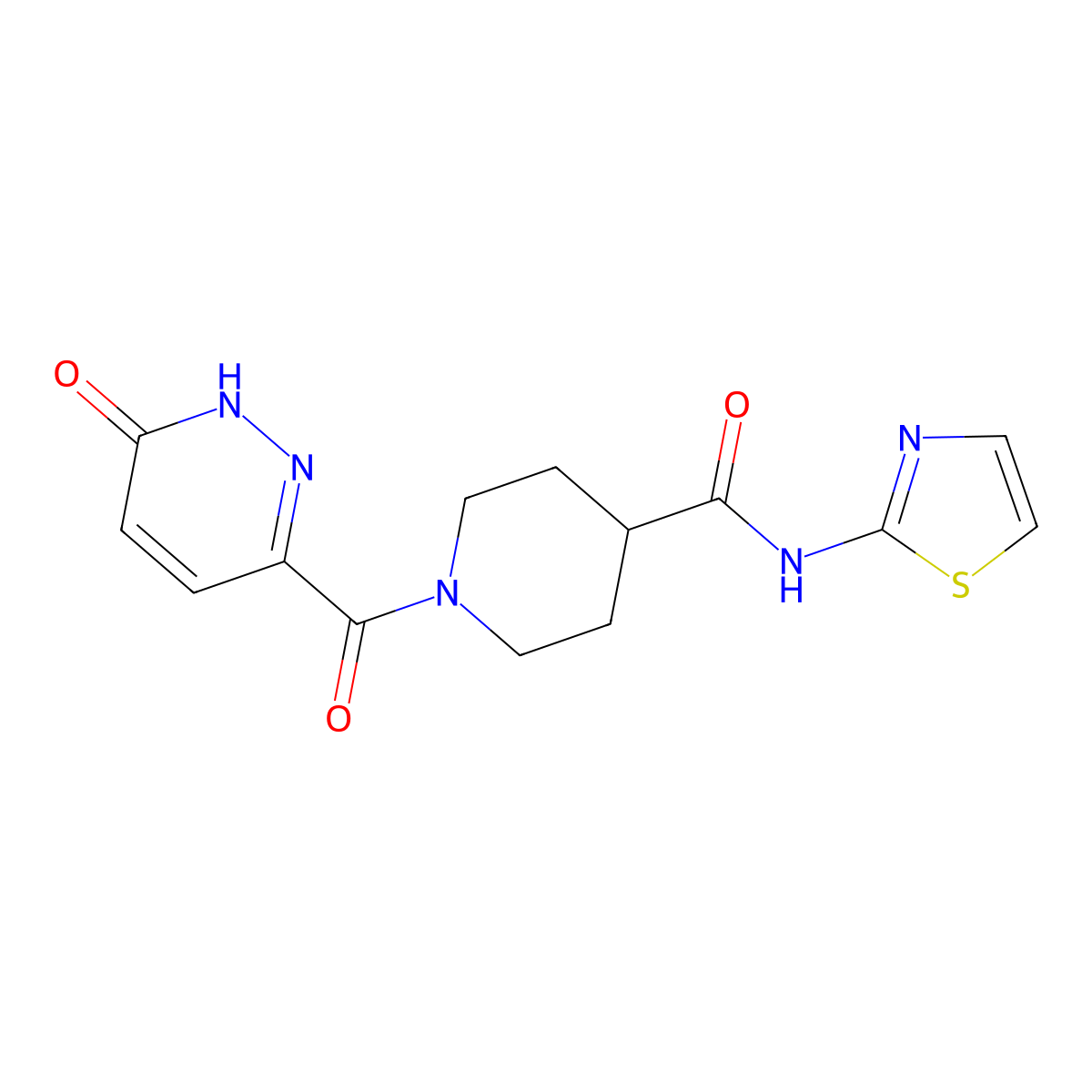 1-(6-oxo-1,6-dihydropyridazine-3-carbonyl)-N-(thiazol-2-yl)piperidine-4-carboxamide molecular structure, CAS 1219913-83-3